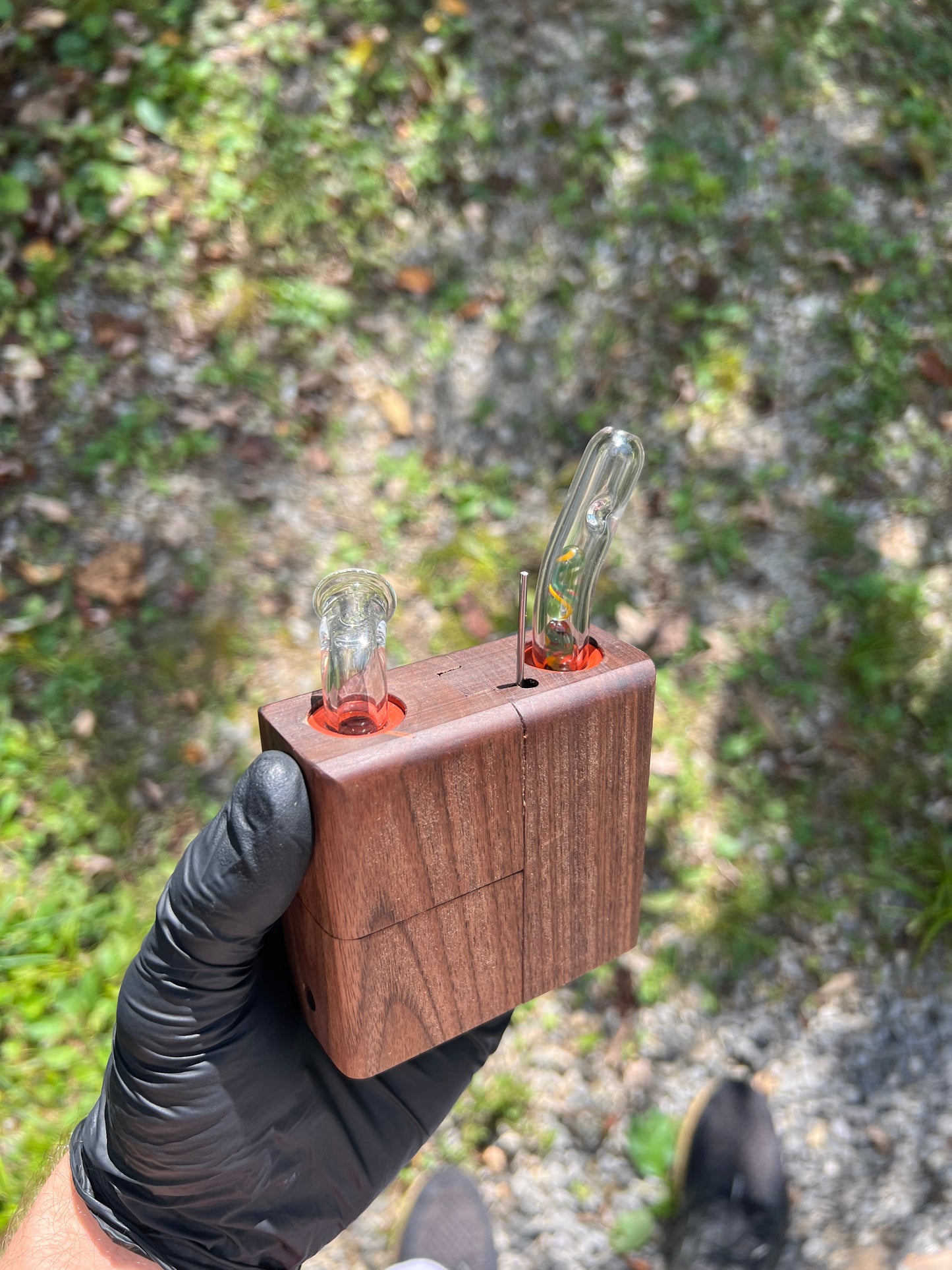 Sticky Brick Runt/ Jr Glass 2 terp pill stem - Rasta Cane