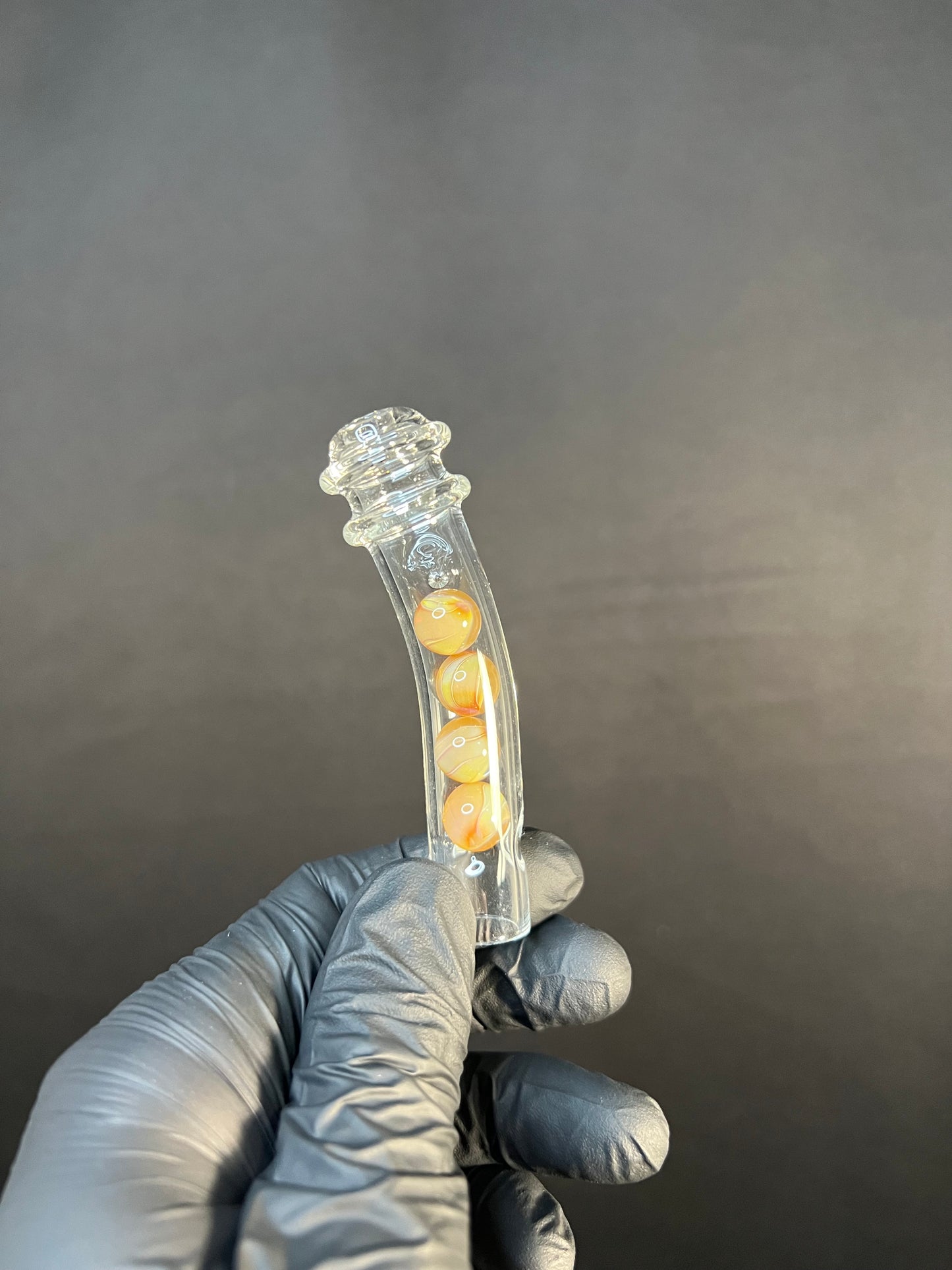 Tinymight Glass 4 Marble Stem w/Blown mouthpiece - yellow Elvis/ peach