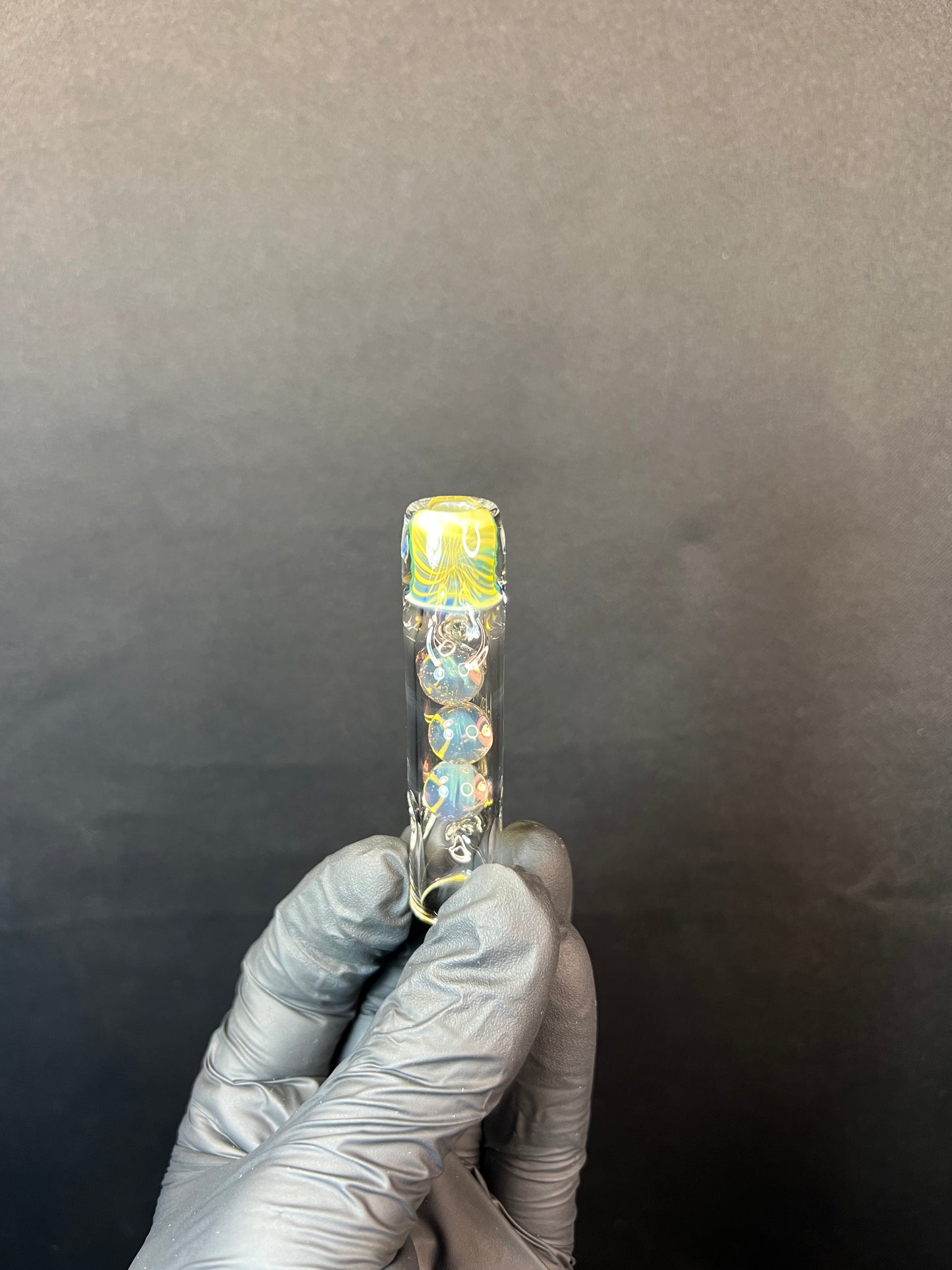 Tinymight Glass 3 Marble Stem w/color mouthpiece - Silver Fume/ milky yoshi (CFL) #2