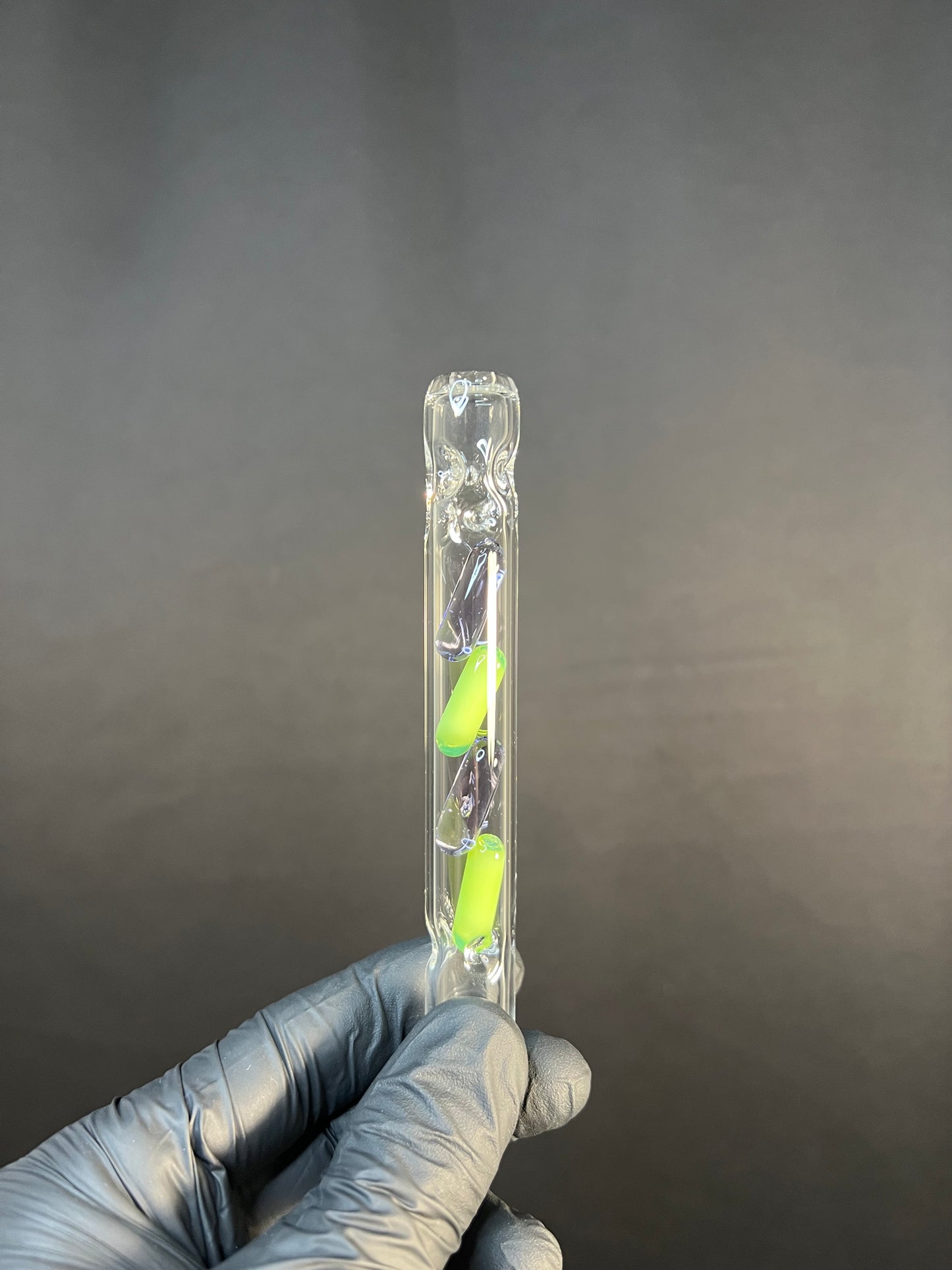 Glass 4 Terp Pill Stem w/ dimpled mouthpiece - Purple Rain/ Alien Green