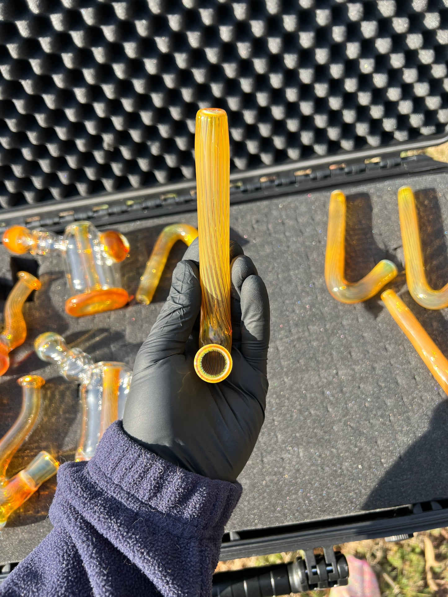 14mm Glass J hook - Silver Fume #4