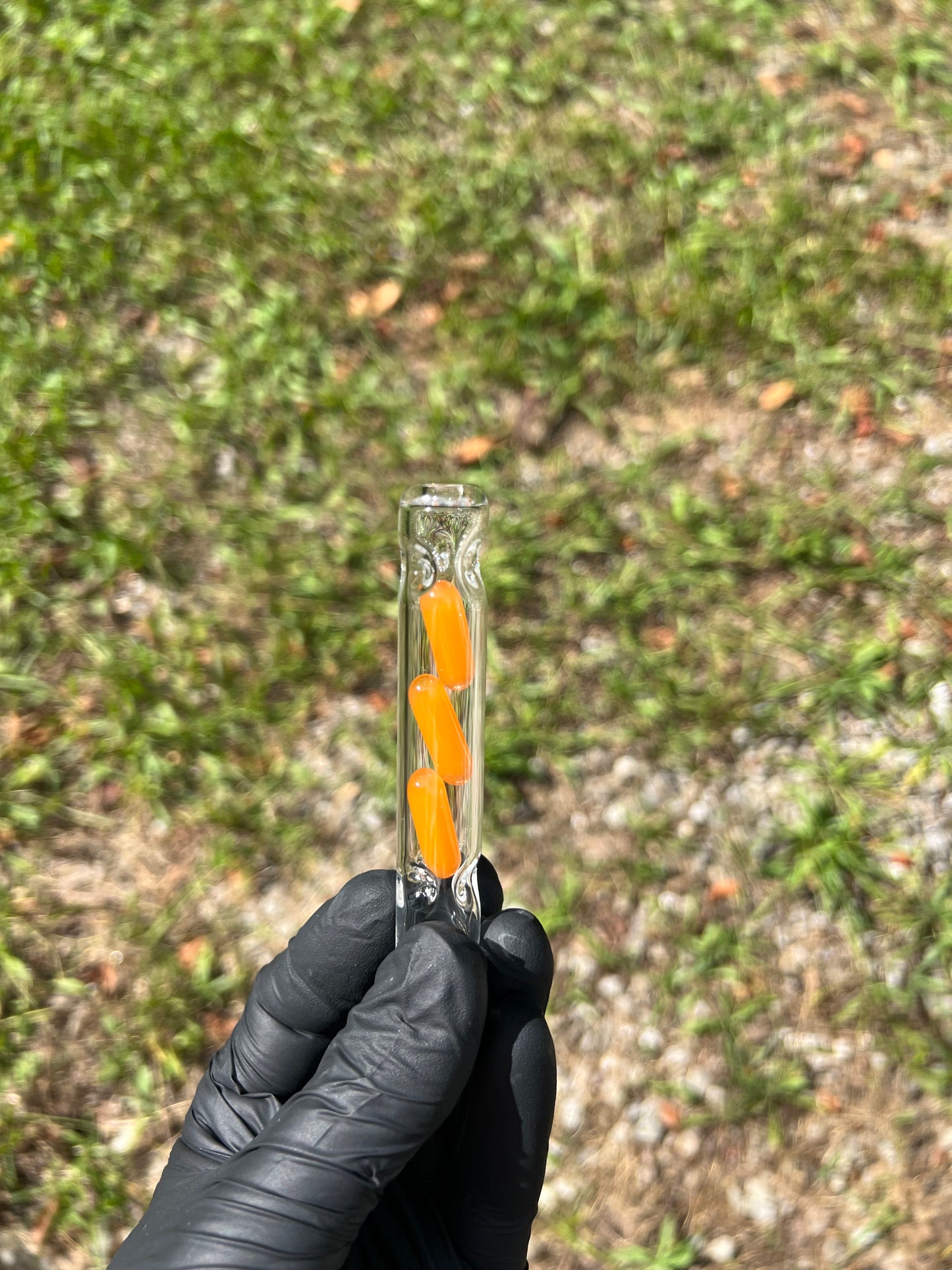 Tinymight Glass 3 Terp Pill Stem w/ dimpled mouthpiece - Orange