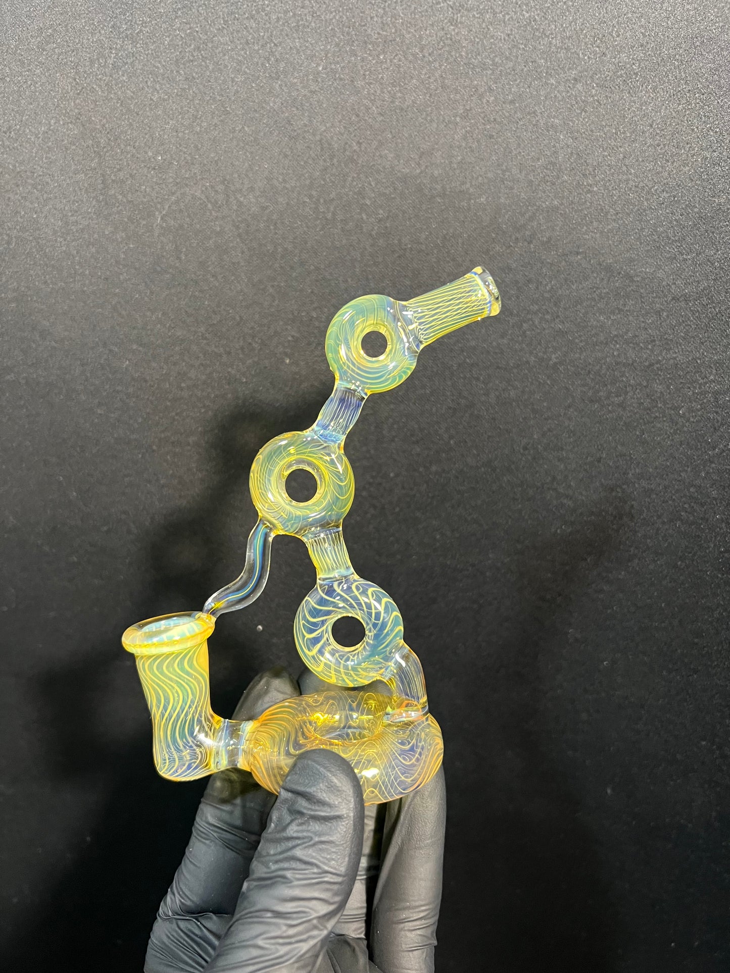 14mm Female Stationary Donut Sculpture - Silver Fume #3