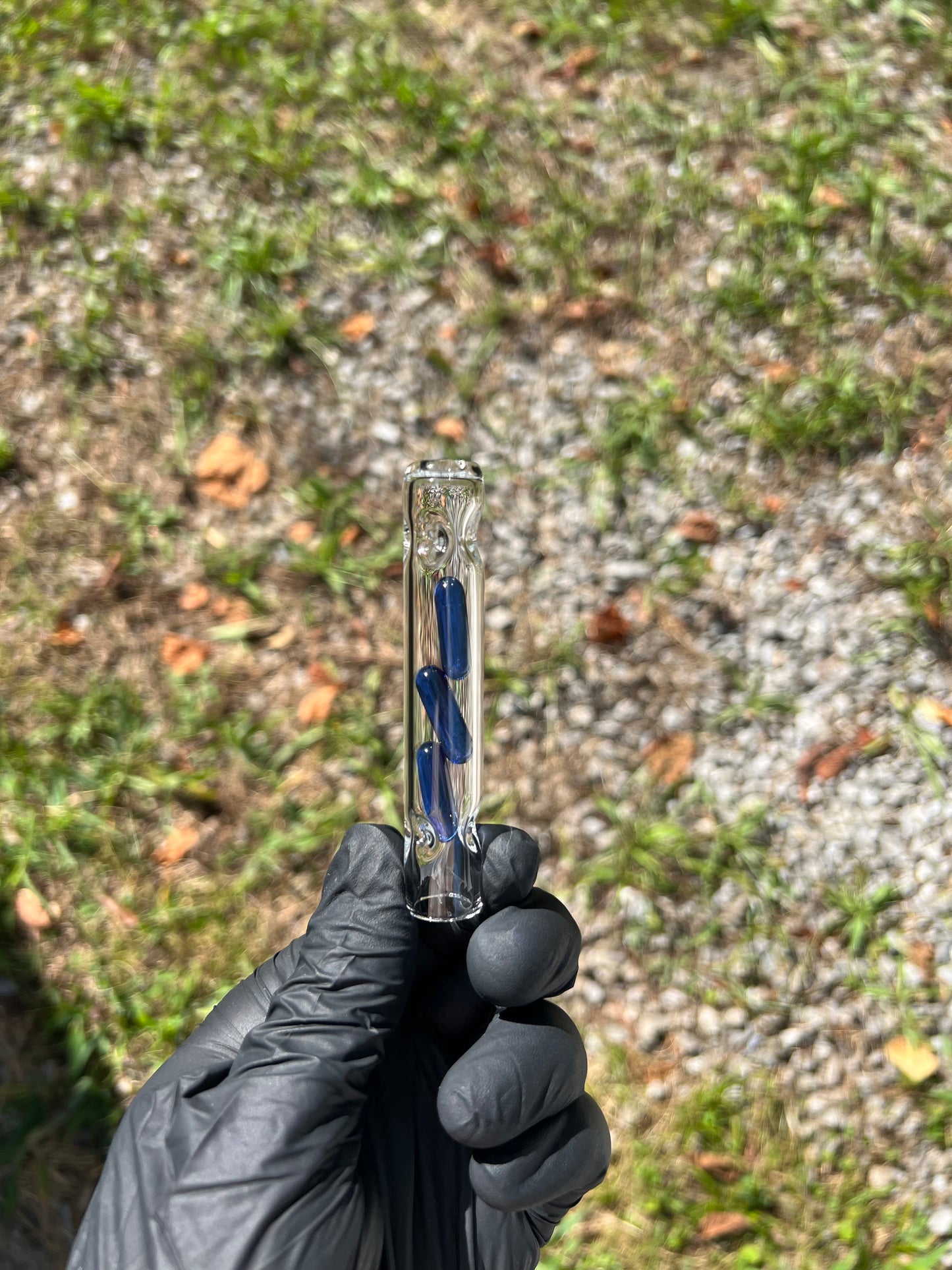 Tinymight Glass 3 Terp Pill Stem w/ alt. dimpled mouthpiece - Cobalt