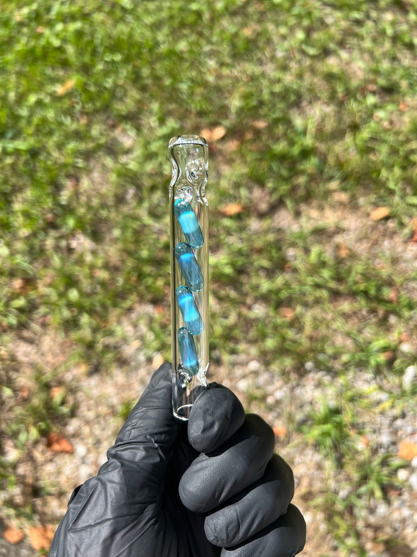 Tinymight Glass 4 Terp Pill Stem w/ dimpled mouthpiece - Marina