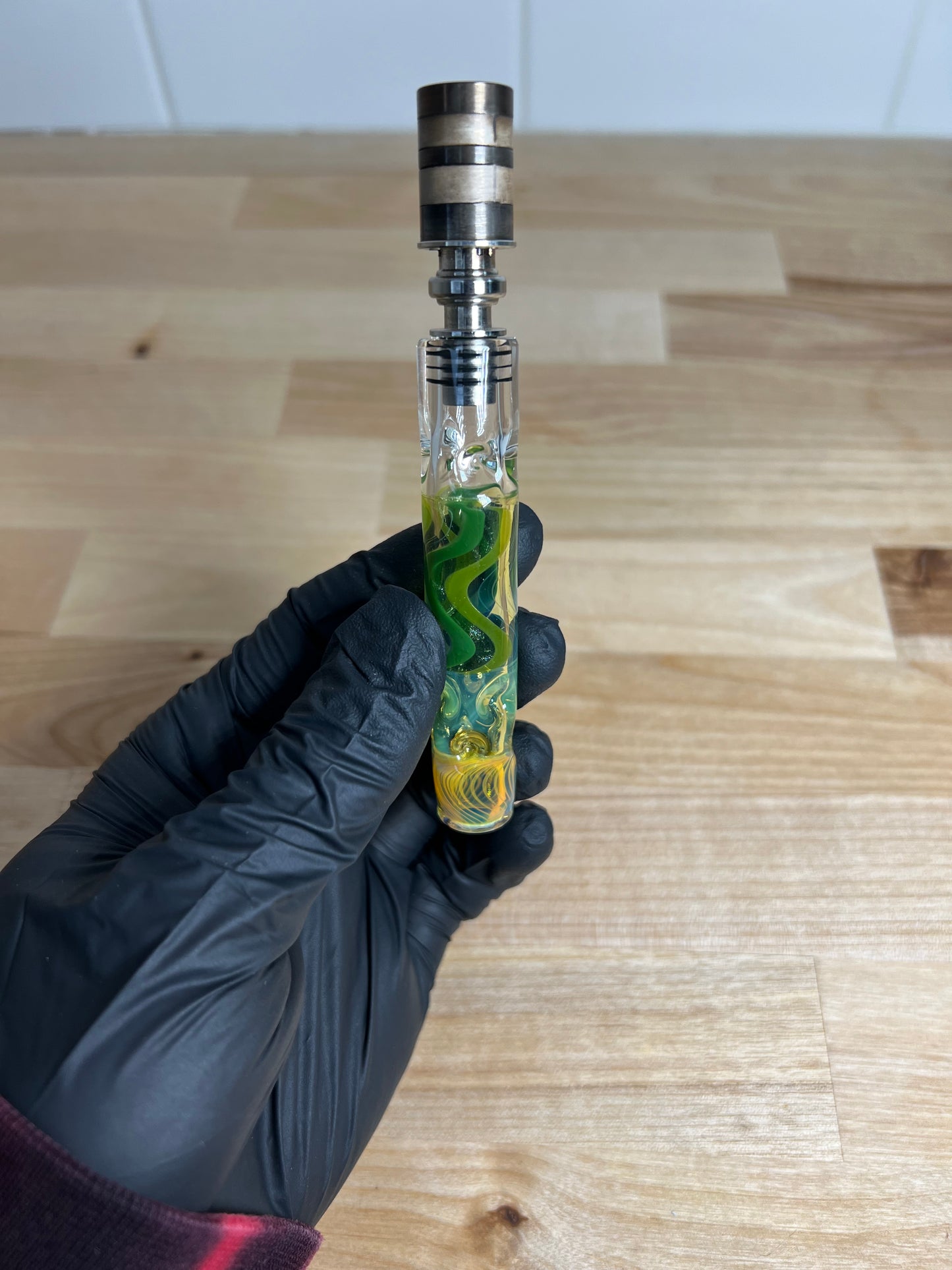 9MM/BFG Dani stem- Silver fume/ Green Linework/ Milky Yoshi (cfl)