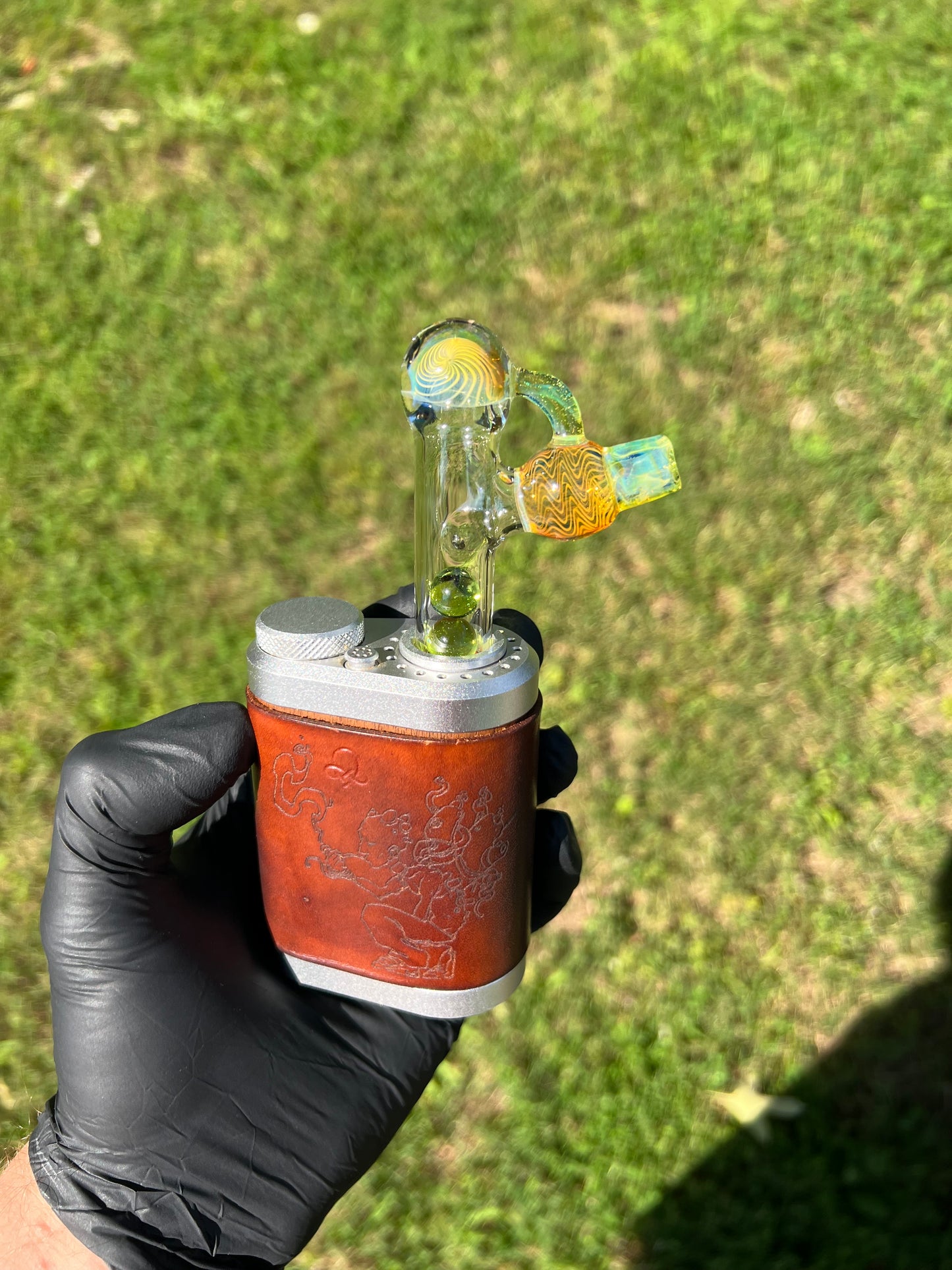 Tinymight Glass 3 Marble Stem implosion- Limeade/ Fume