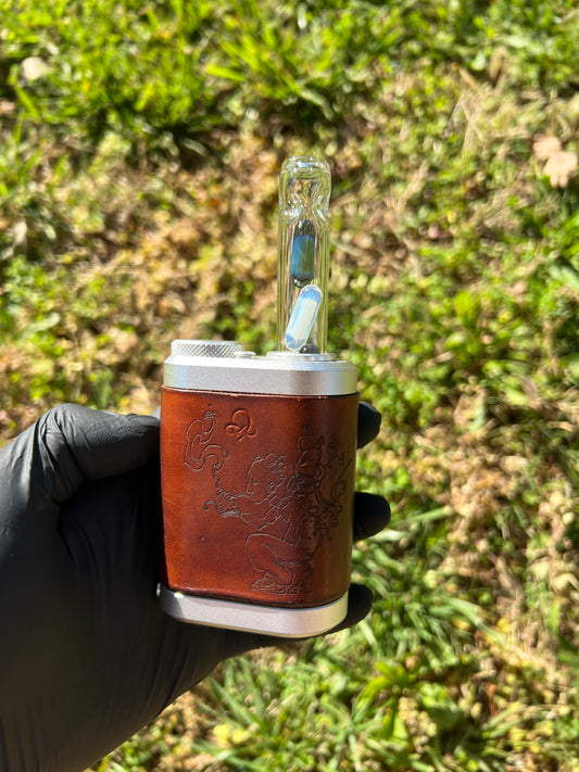 Tinymight Glass 3 Terp Pill Stem w/ dimpled mouthpiece - Blue Waves Opal/ White Opal