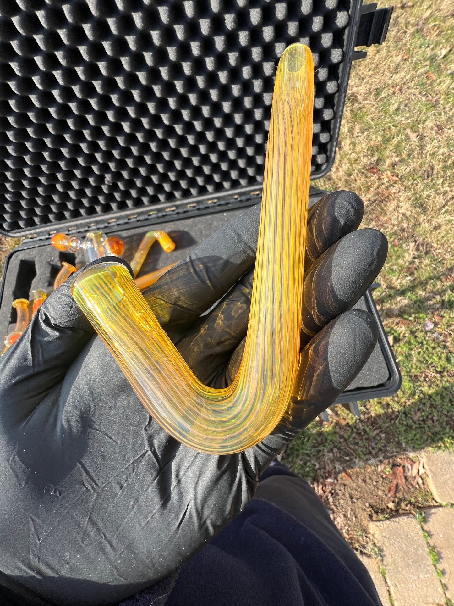 14mm Glass J hook - Silver Fume#1