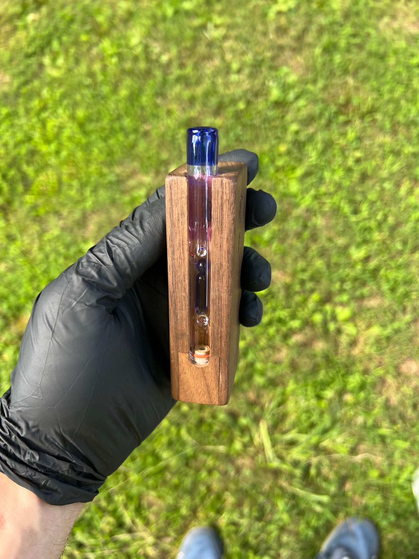 Firewood 11 Glass Terp Pill/ marble Stem w/Fume MP- Opal Amethyst/ Cobalt