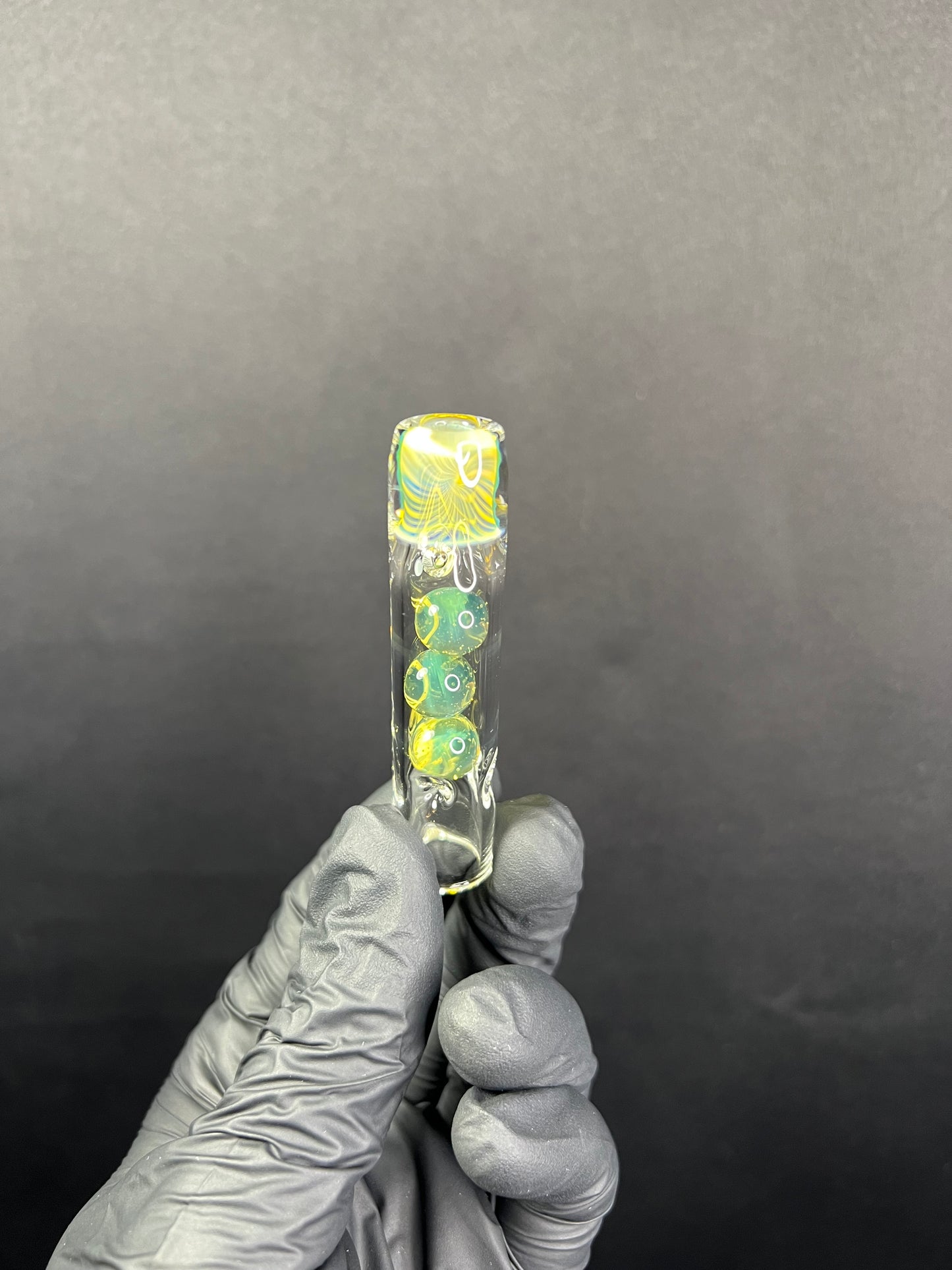 Tinymight Glass 3 Marble Stem w/color mouthpiece - Silver Fume/ milky yoshi (CFL) #2