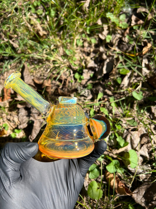 14mm dry rig w/marble - Full Silver fume