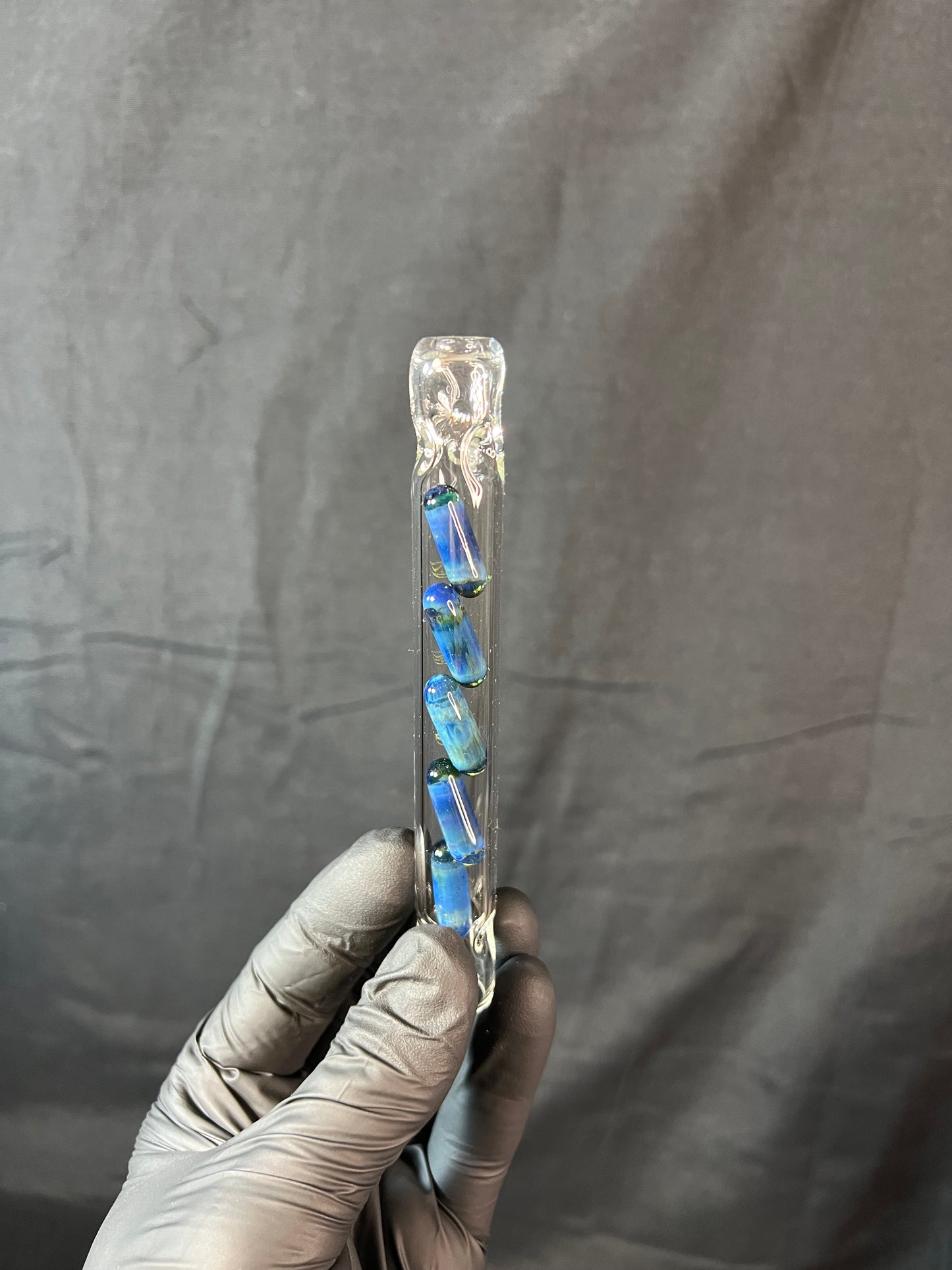 Tinymight Glass 5 Terp Pill Stem w/ dimpled mouthpiece - blue honey