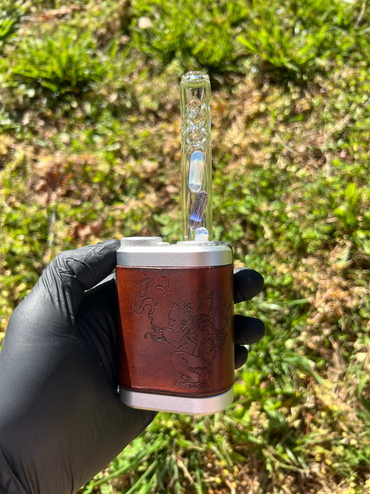 Tinymight Glass 3 Terp Pill Stem w/ dimpled mouthpiece - Amethyst/ White Opal