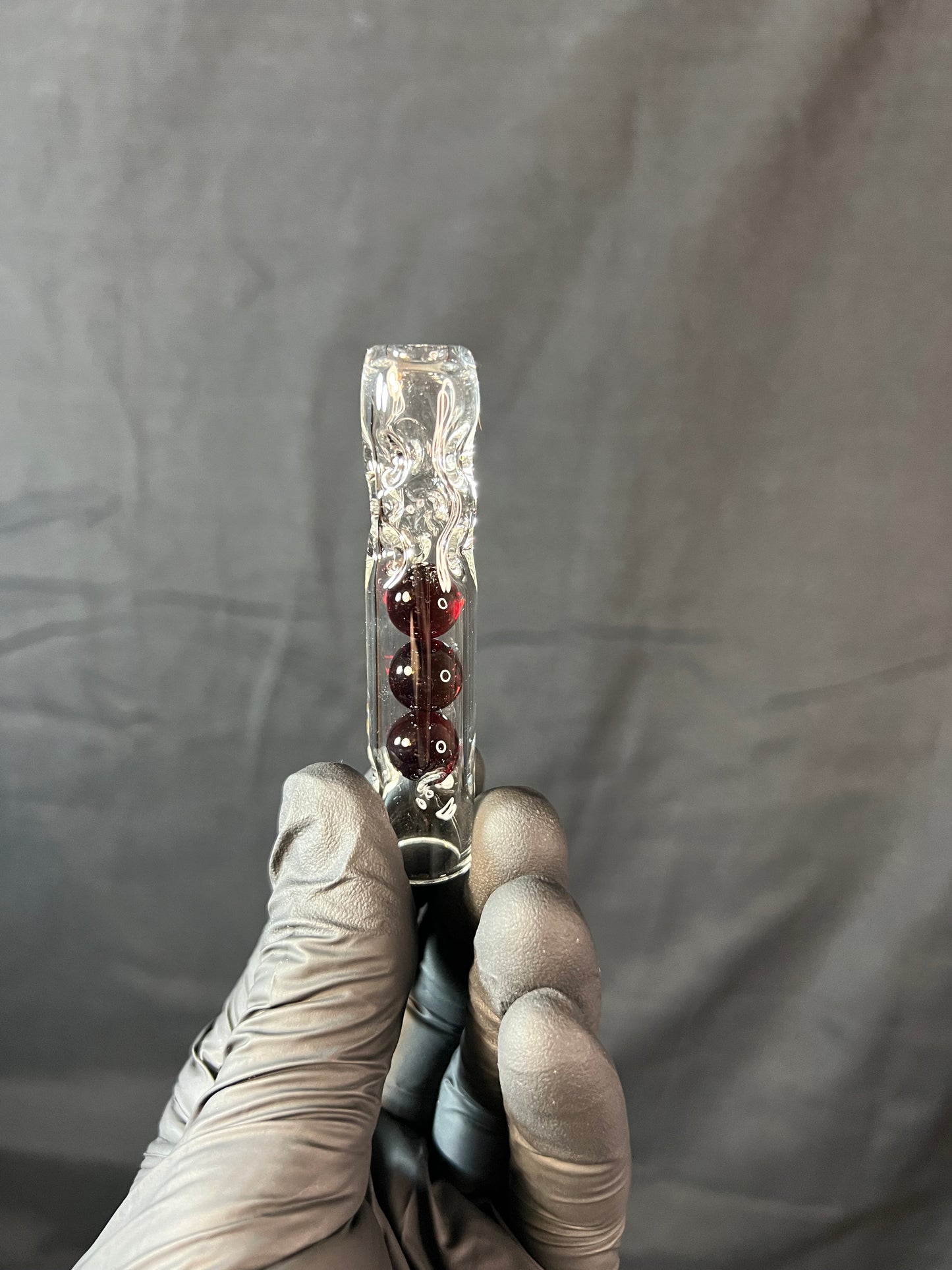 Tinymight Glass 3 Marble Stem w/dimpled mouthpiece - Red