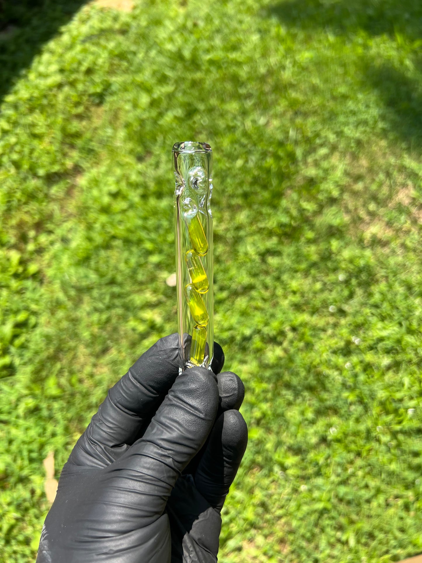 Tinymight Glass 4 Terp Pill Stem w/ dimpled mouthpiece - Yellow opal #1