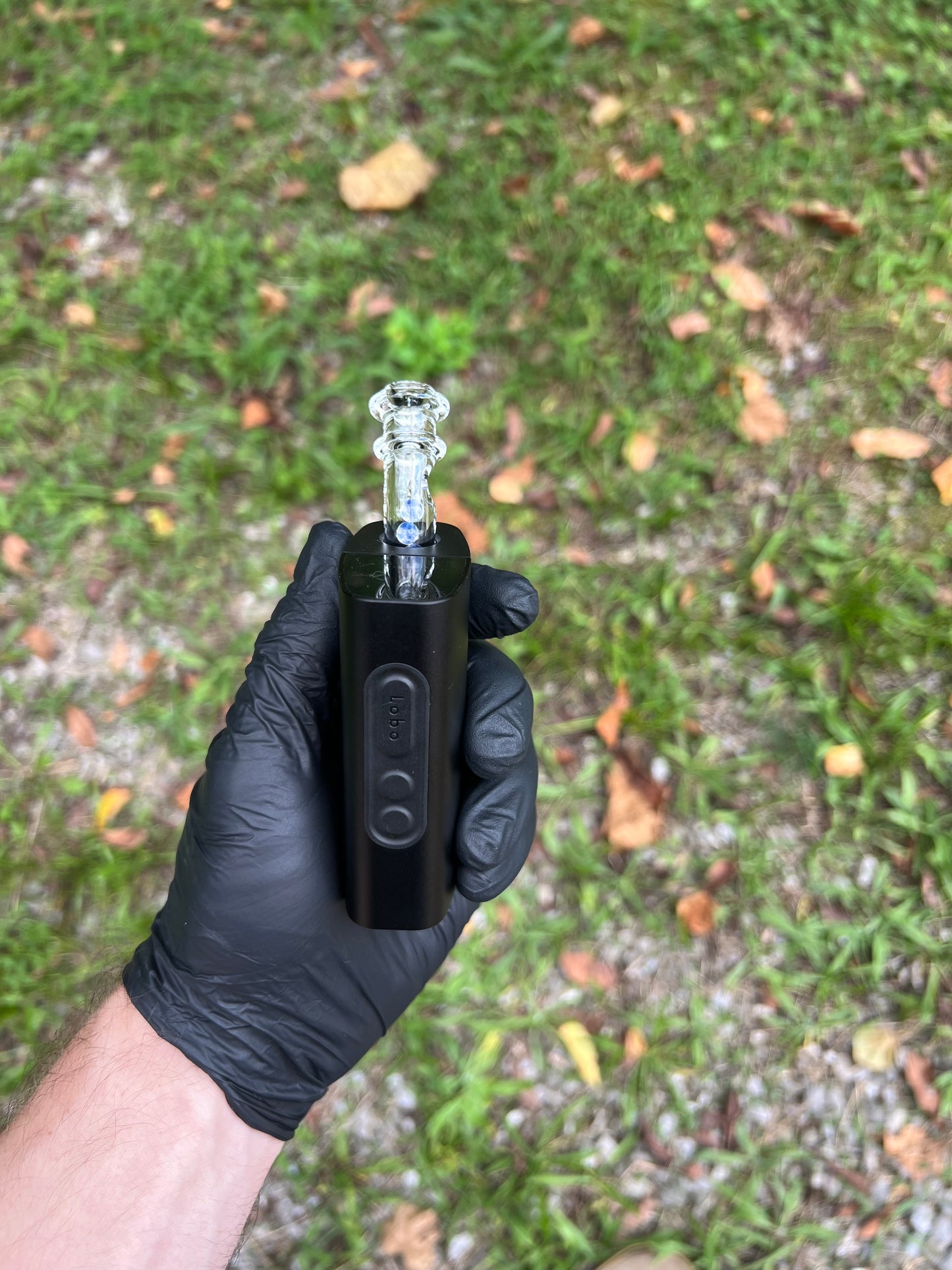 Potv Lobo/ One Glass marble stem w/ blown Mp - Ghost