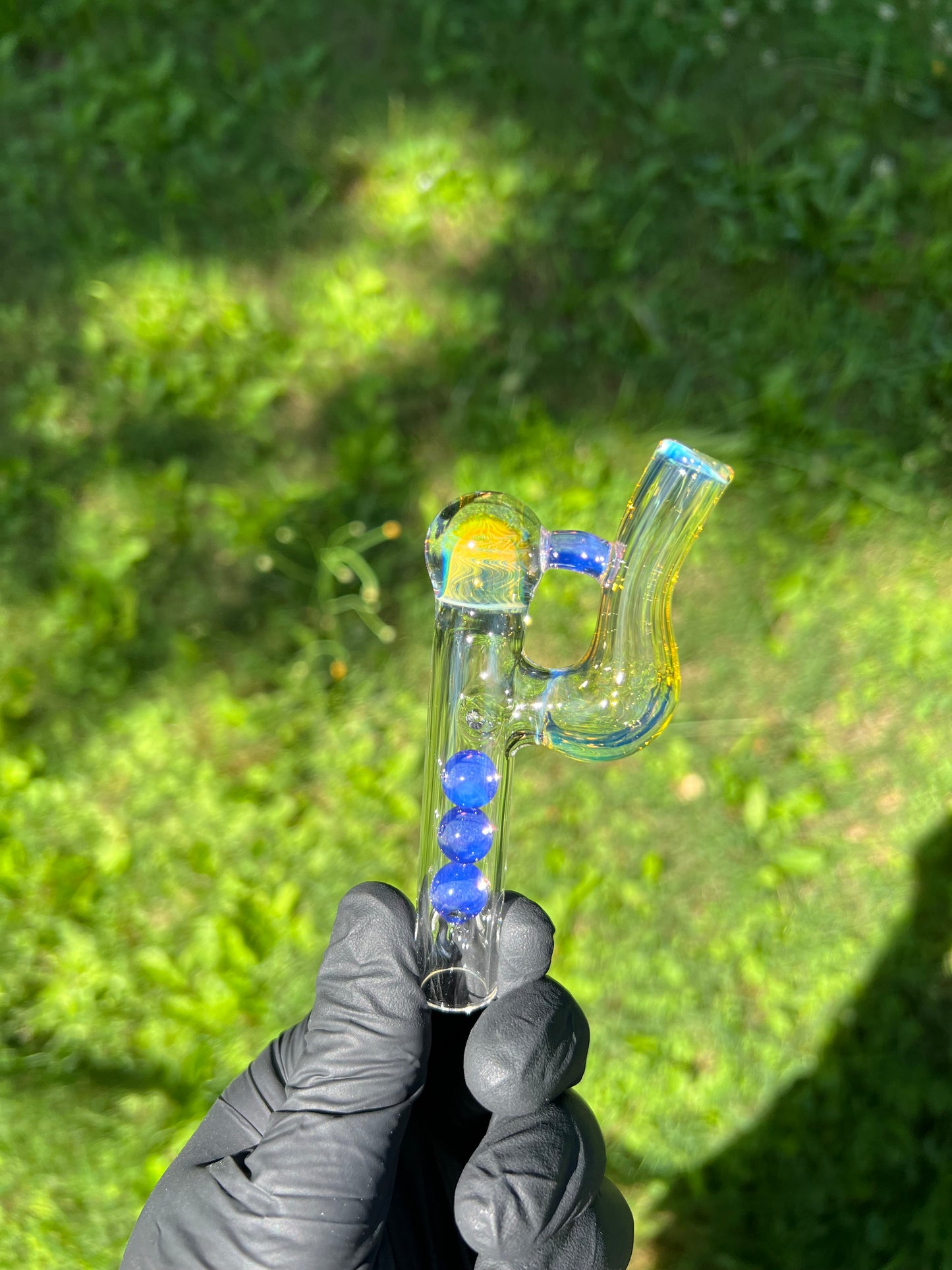Tinymight Glass 3 Marble Stem implosion- Amethyst opal #1