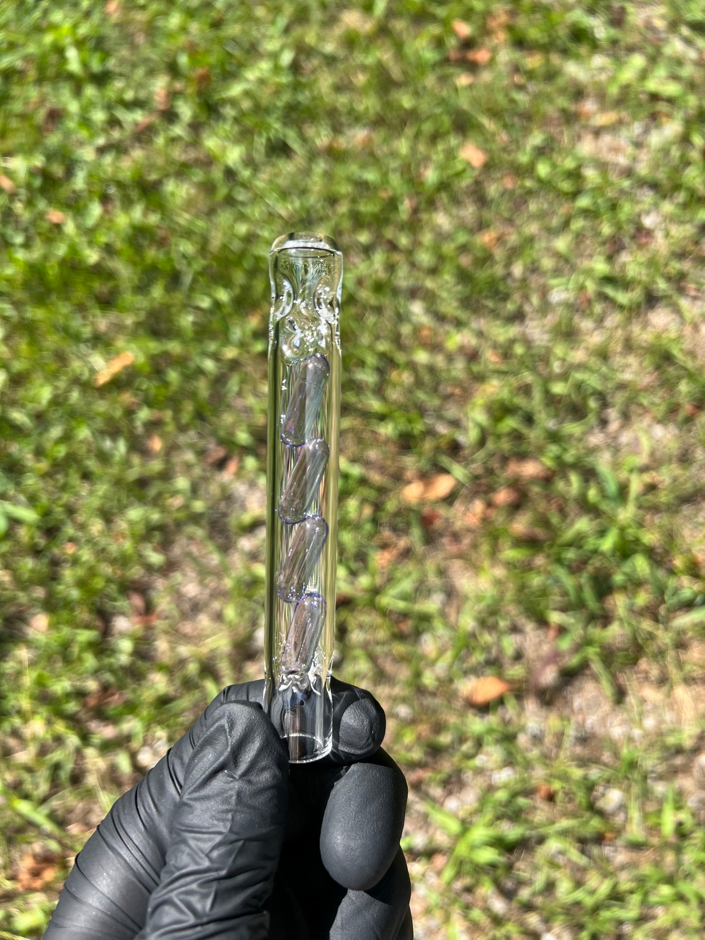 Tinymight Glass 4 Terp Pill Stem w/ dimpled mouthpiece - Purple Rain