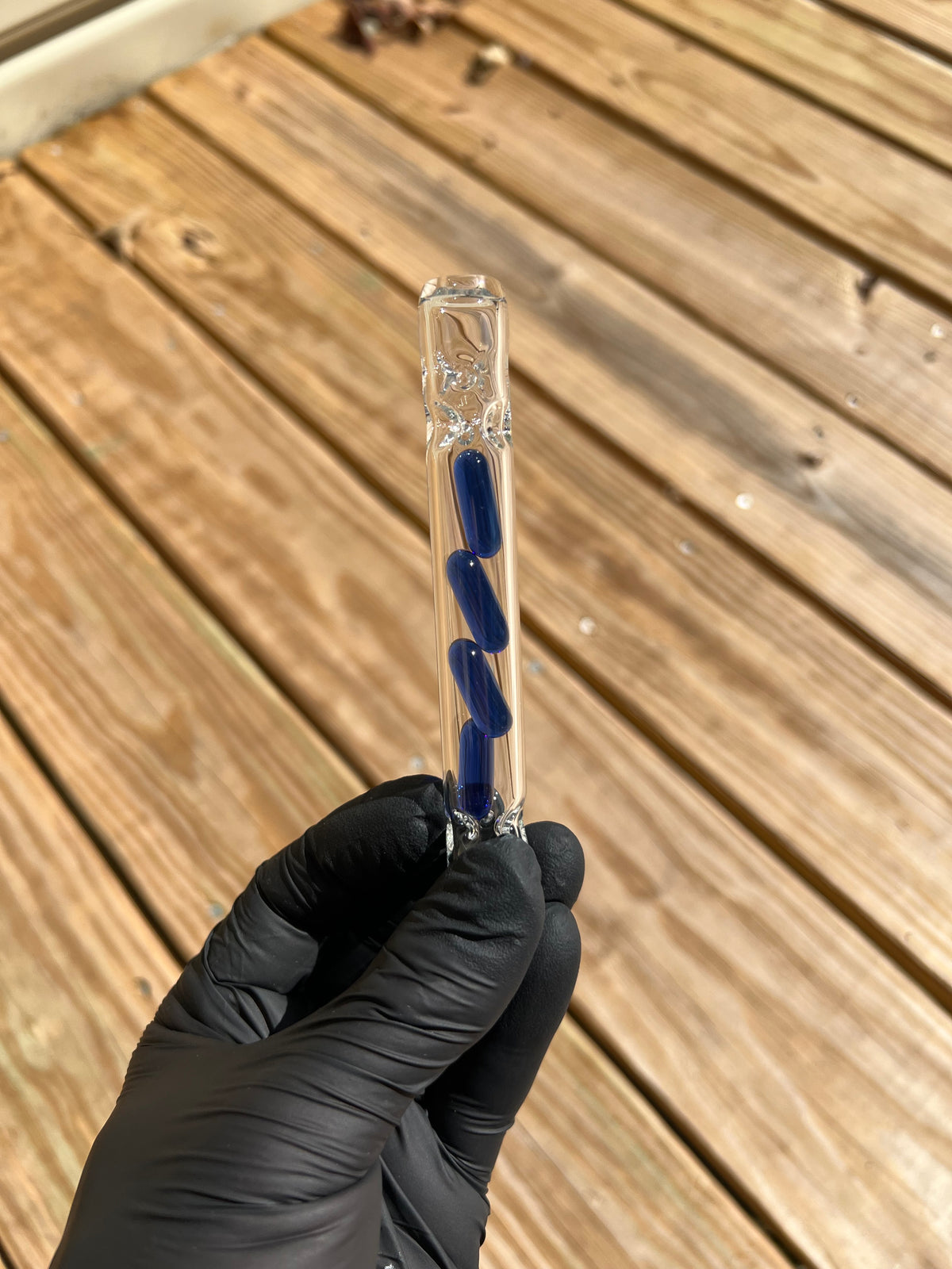 Tinymight Glass 4 Terp Pill Stem w/ dimpled mouthpiece - Cobalt