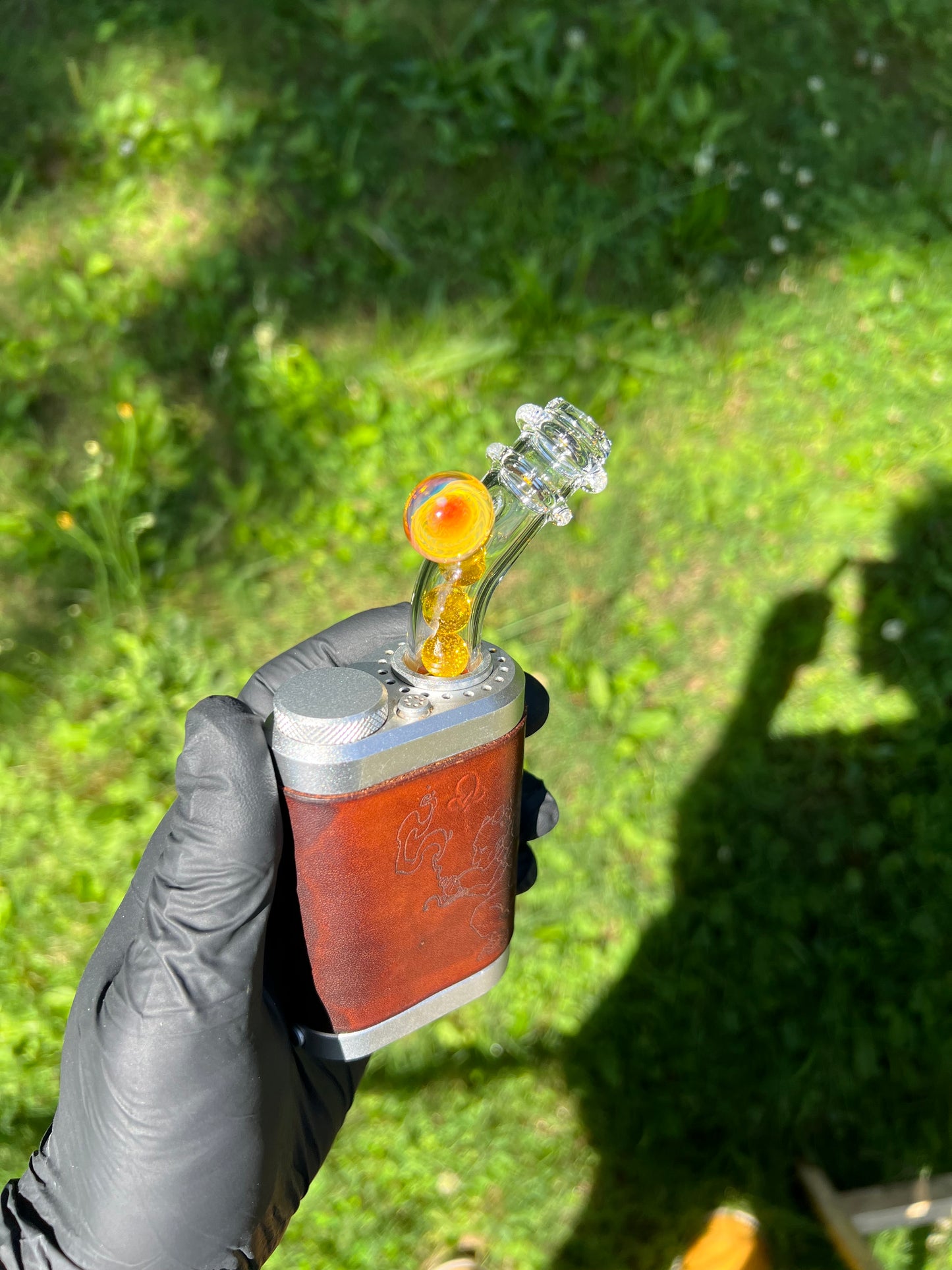Tinymight Glass 4 Marble Stem w/Blown mouthpiece and Fume Marble- Crush