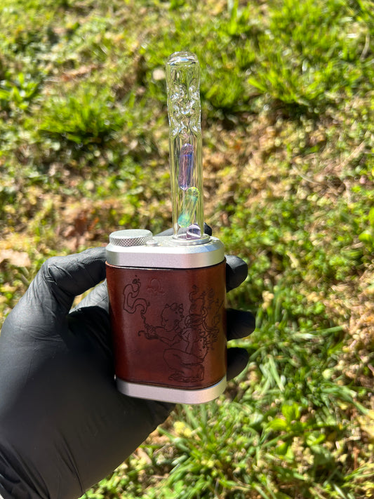 Tinymight Glass 3 Terp Pill Stem w/ dimpled mouthpiece - amethyst/ green opal