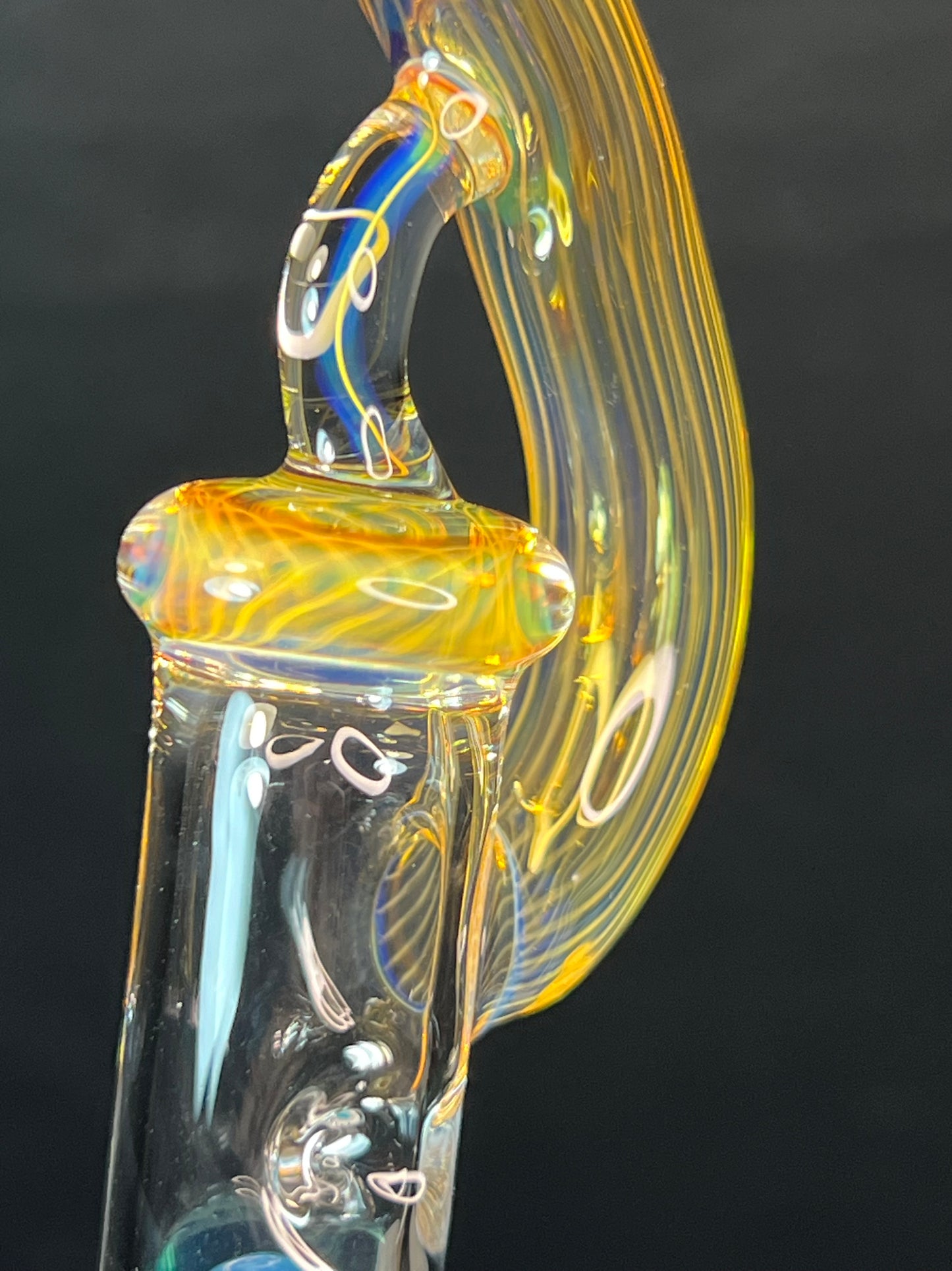 Tinymight Glass 3 Marble Stem implosion- Silver fume/ Marina #2