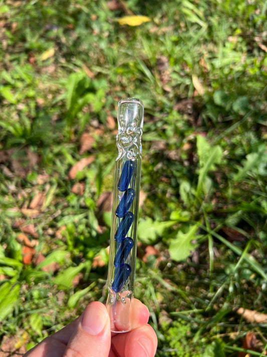 Tinymight Glass 5 Terp Pill Stem w/ dimpled mouthpiece - Cobalt Blue