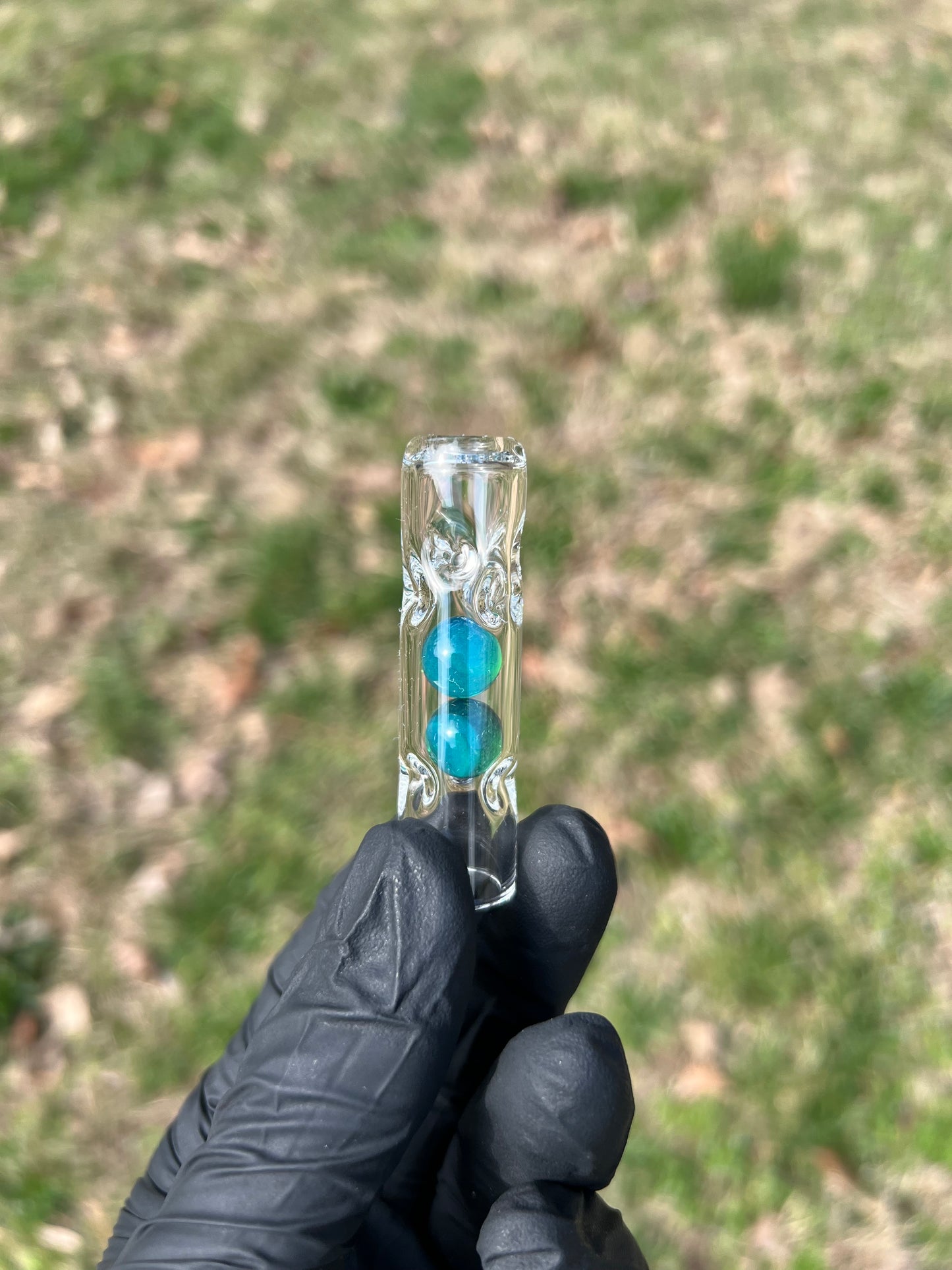 Frolic glass 2 marble Stem - Blue Waves Opal
