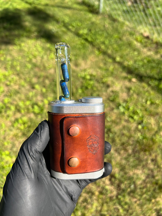 Tinymight Glass 3 Terp Pill Stem w/ dimpled mouthpiece - Blue Honey