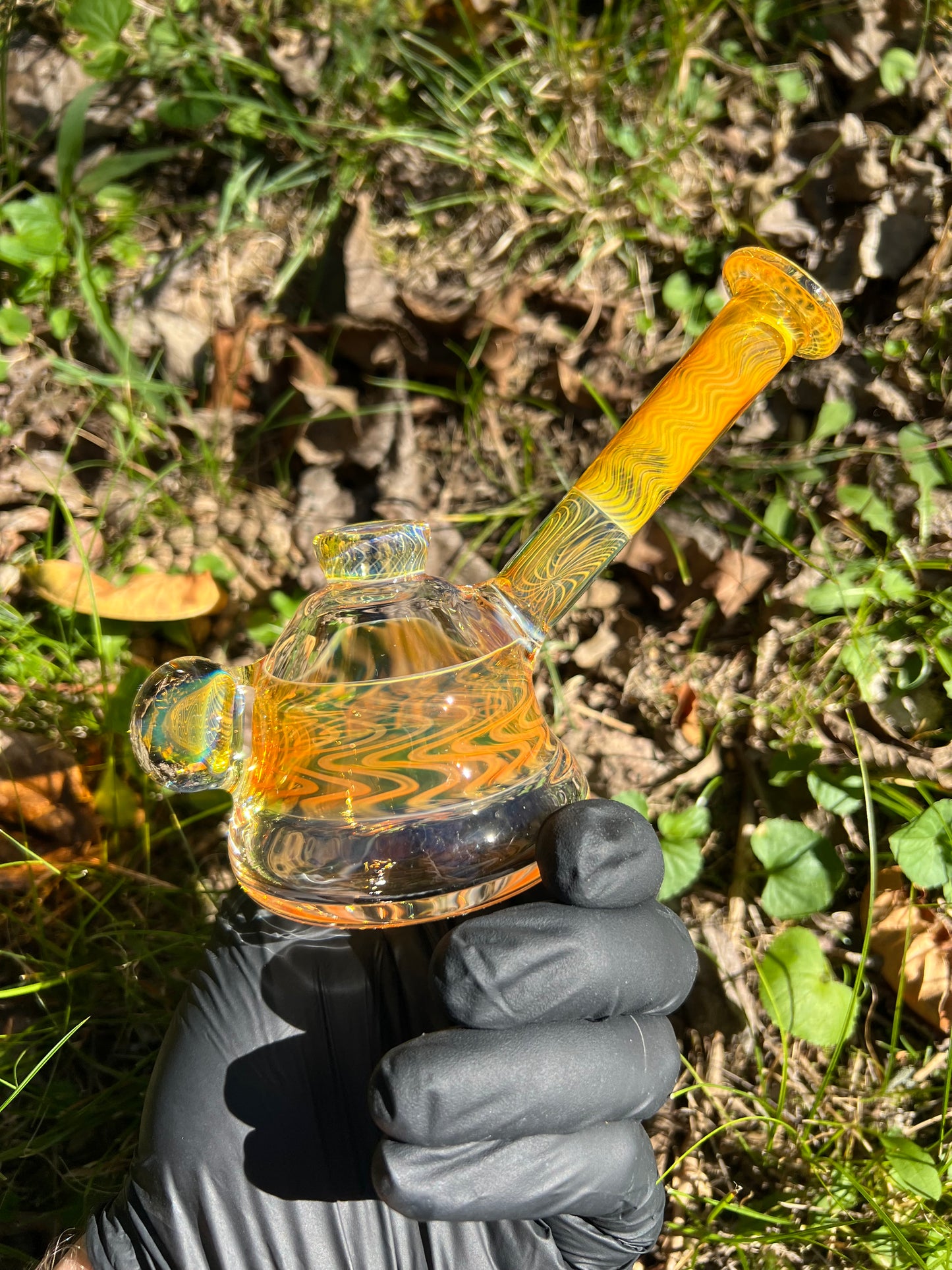 14mm dry rig w/marble - Silver fume