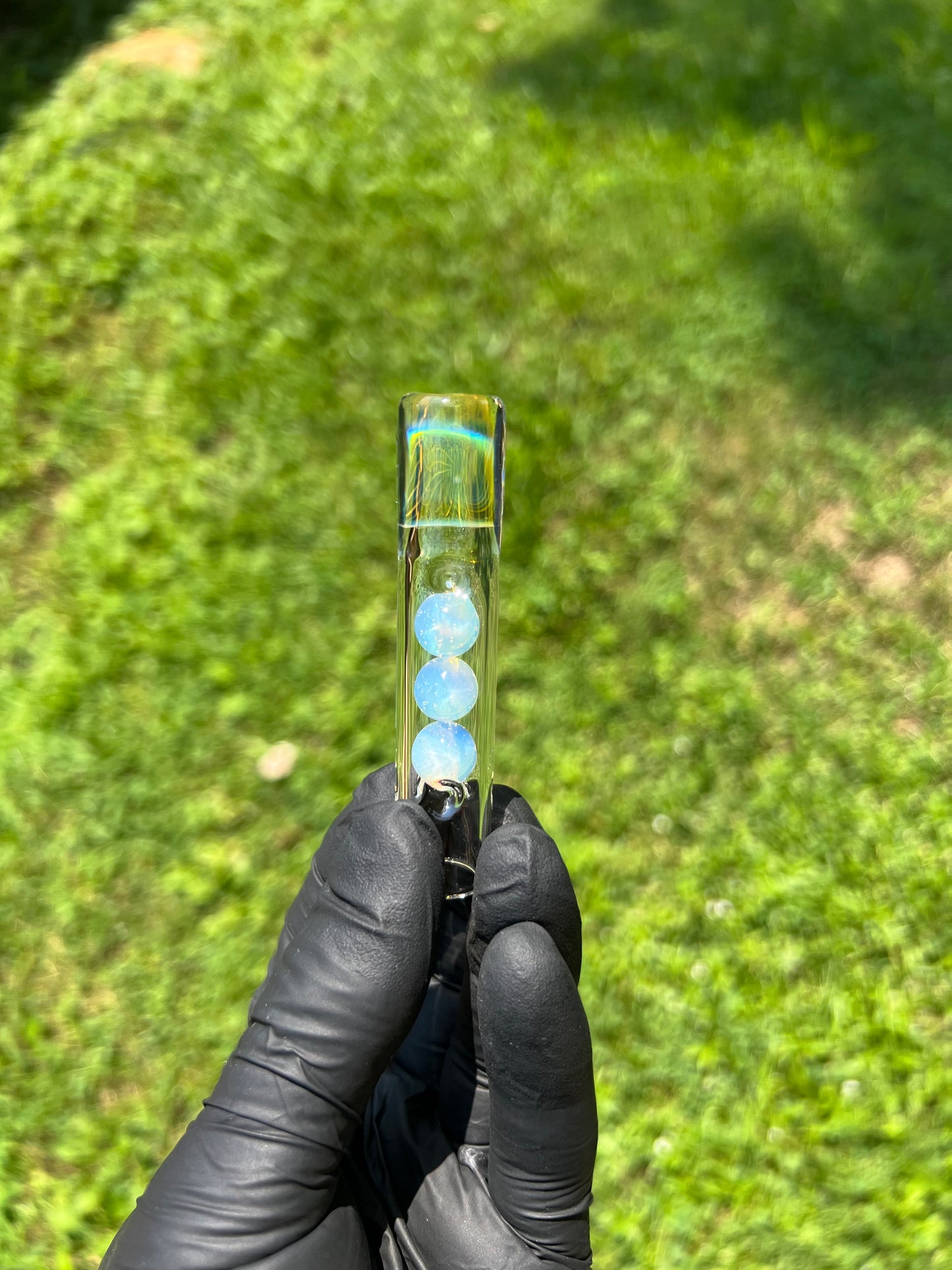 Tinymight Glass 3 Marble Stem w/Fume mouthpiece -White Opal