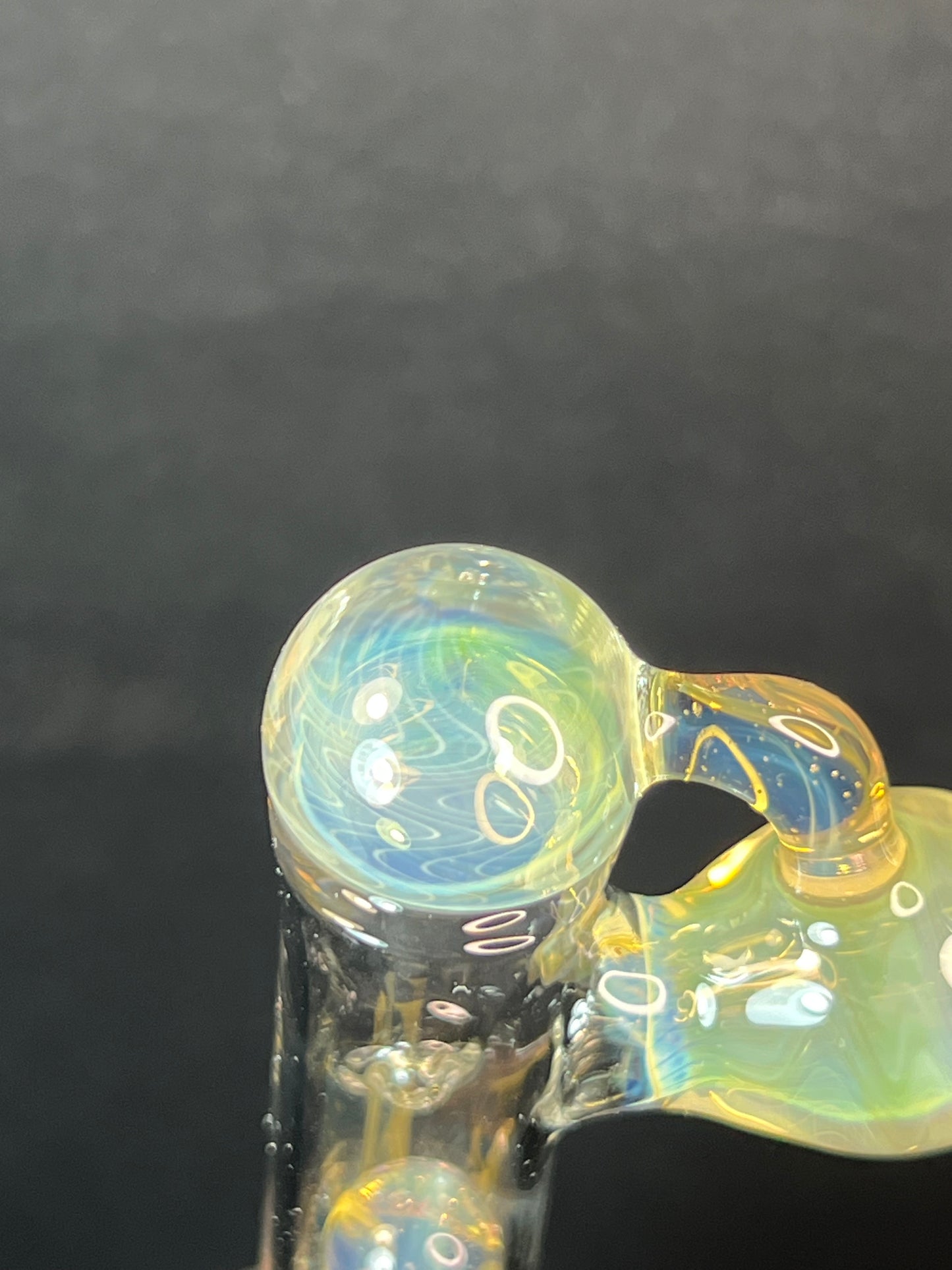 Tinymight Glass 3 Marble Stem implosion- Silver fume/ Milky Yoshi (CFL) #2