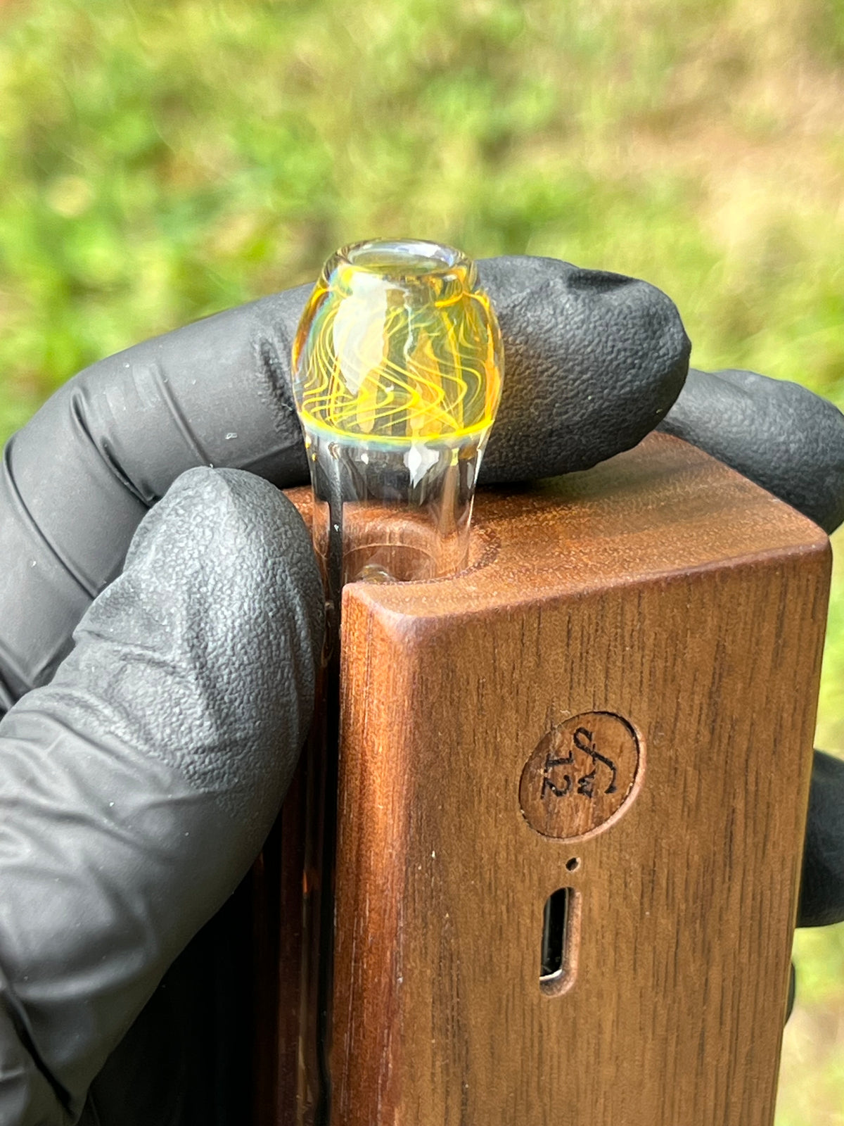 Firewood 11/12 Glass Terp Pill/ marble Implosion stem- sapphire opal
