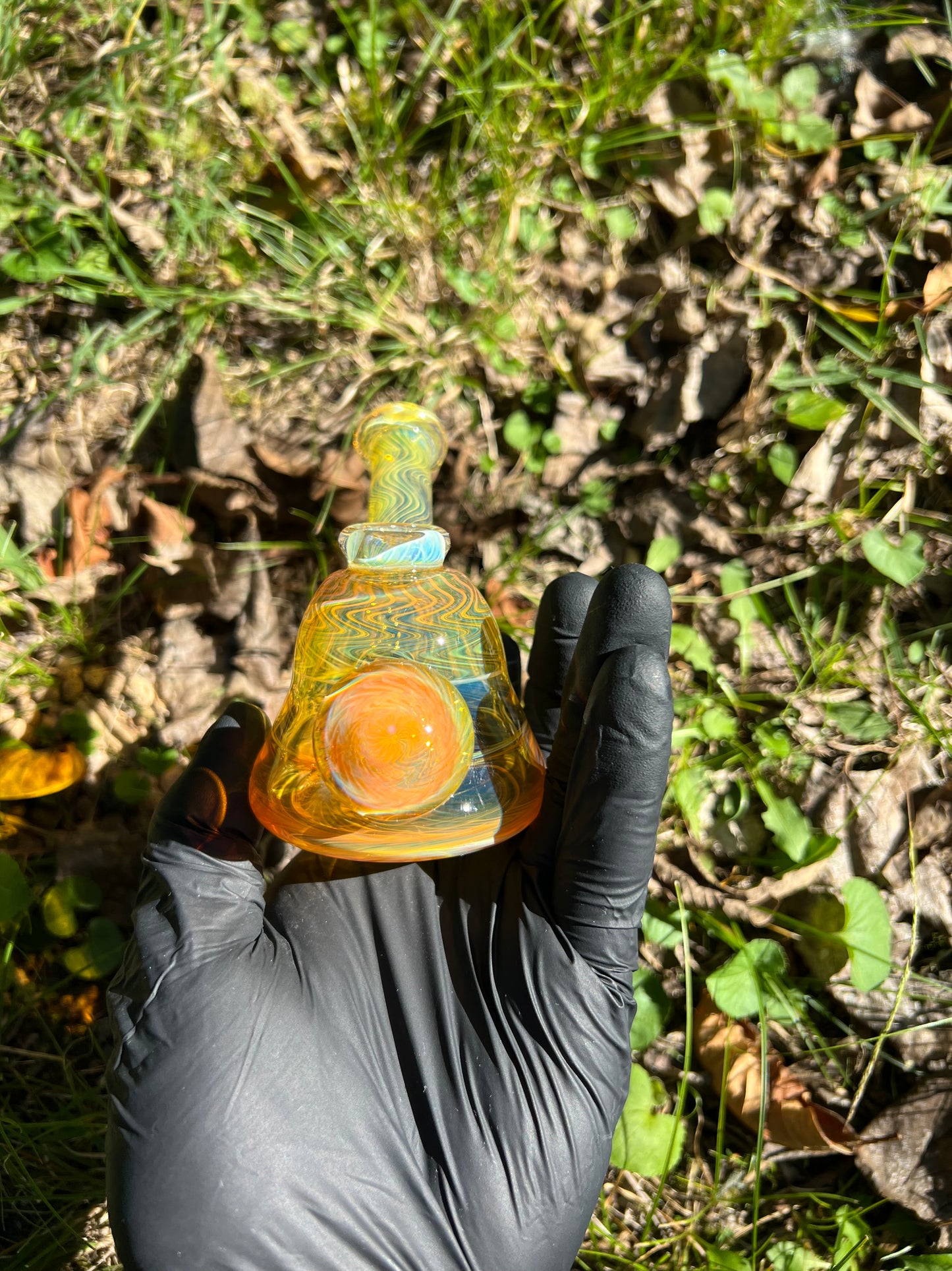 14mm dry rig w/marble - Full Silver fume
