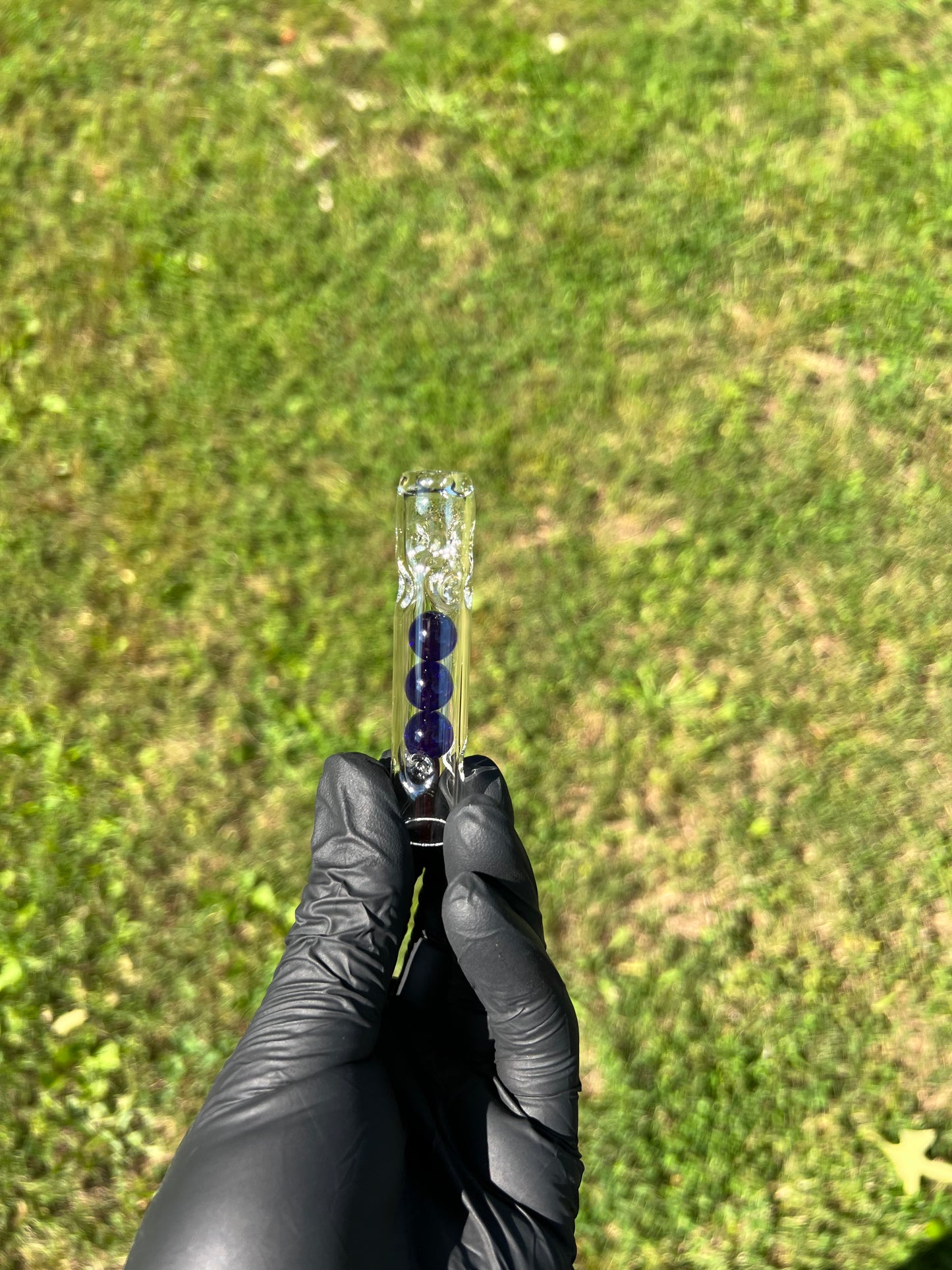 Tinymight Glass 3 Marble Stem w/dimpled mouthpiece - Cobalt #1