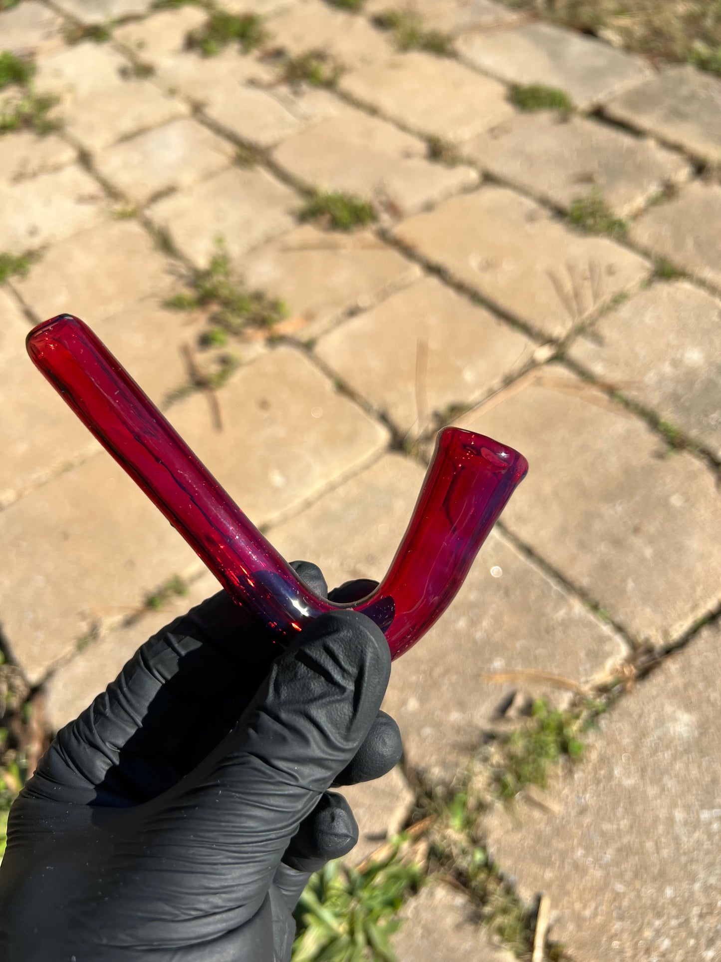 14mm Glass J hook -transparent pheonix / dense amethyst opal