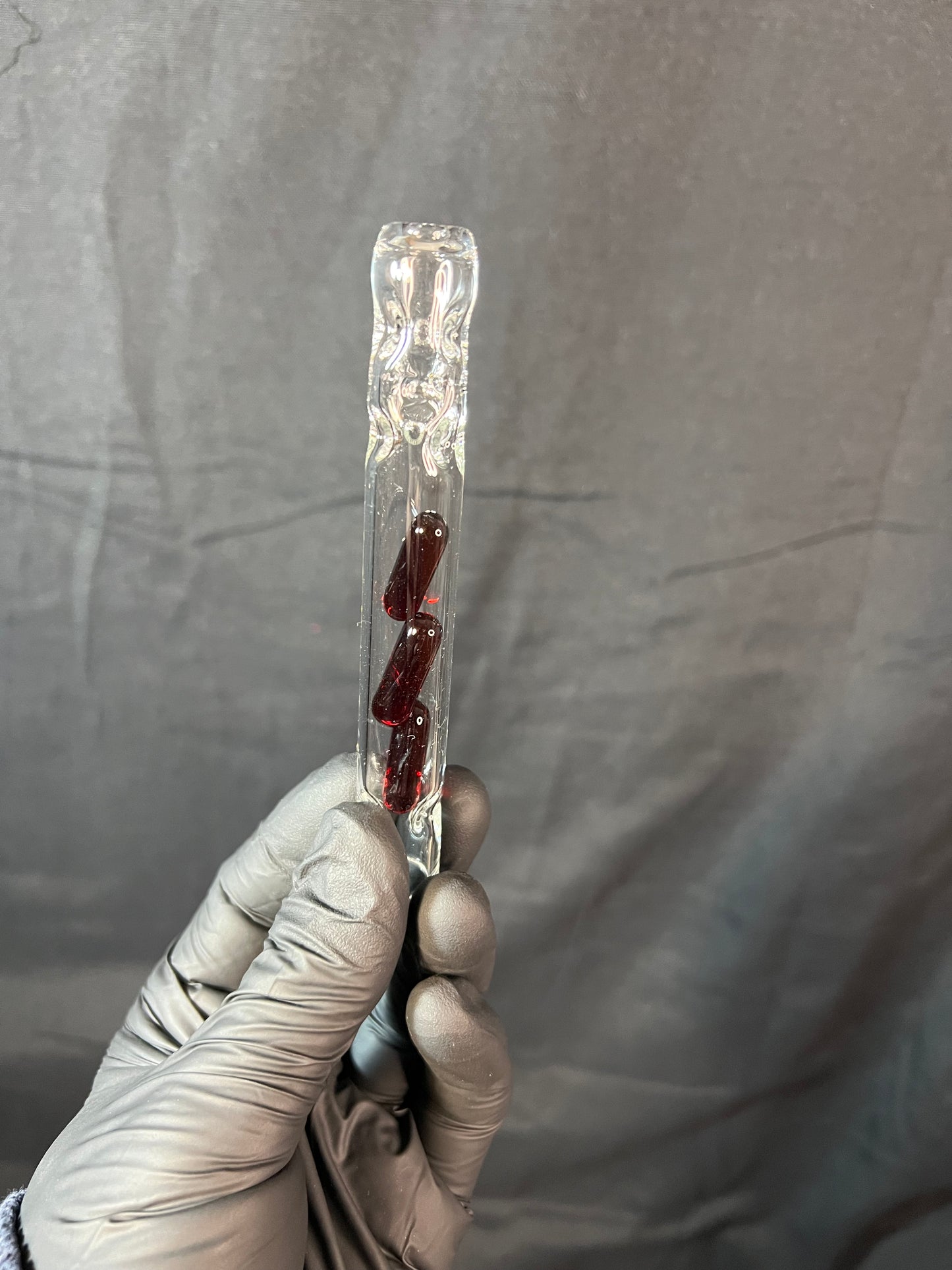 Tinymight Glass 3 Terp Pill Stem w/ dimpled mouthpiece - Red