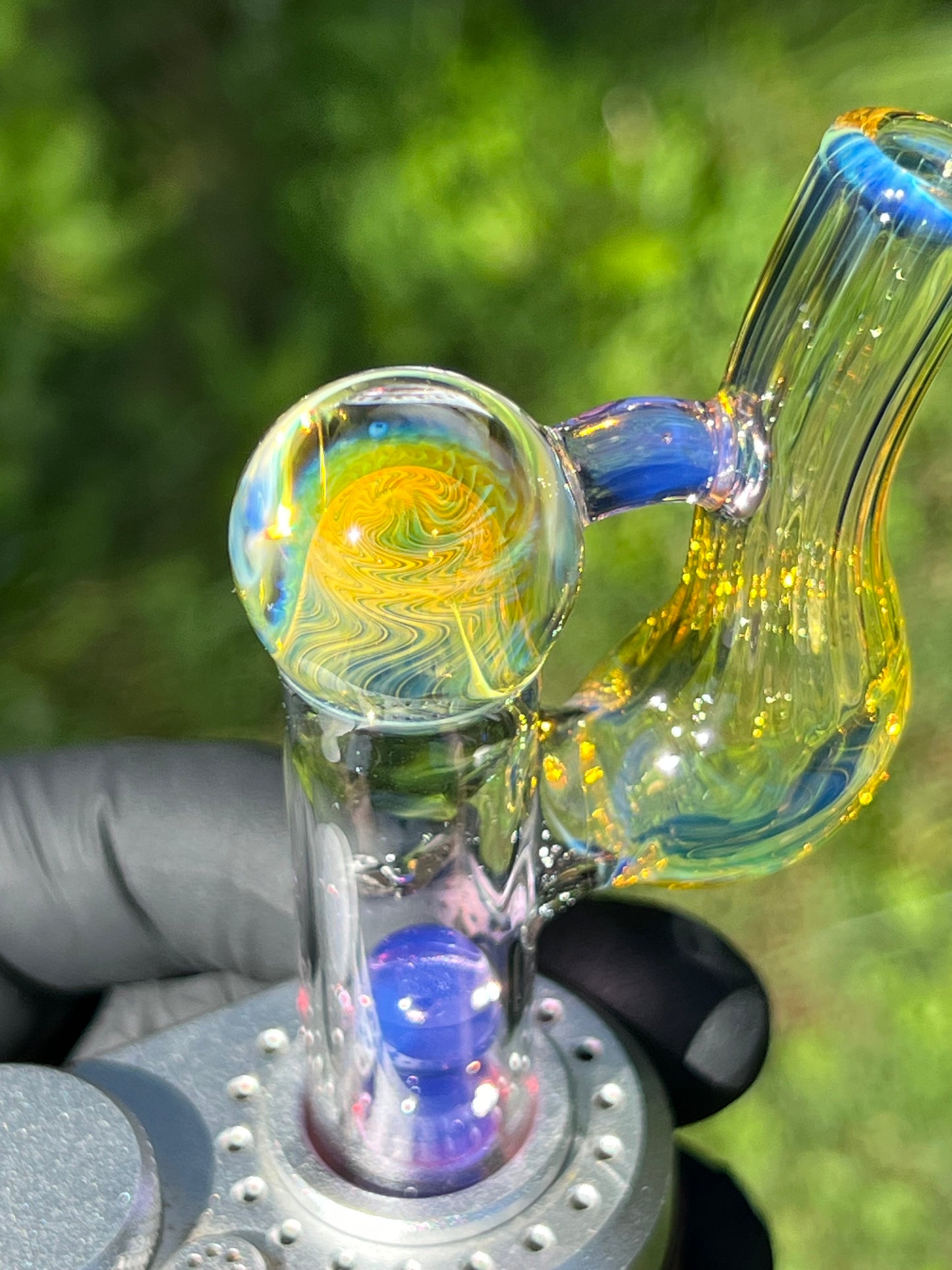 Tinymight Glass 3 Marble Stem implosion- Amethyst opal #1