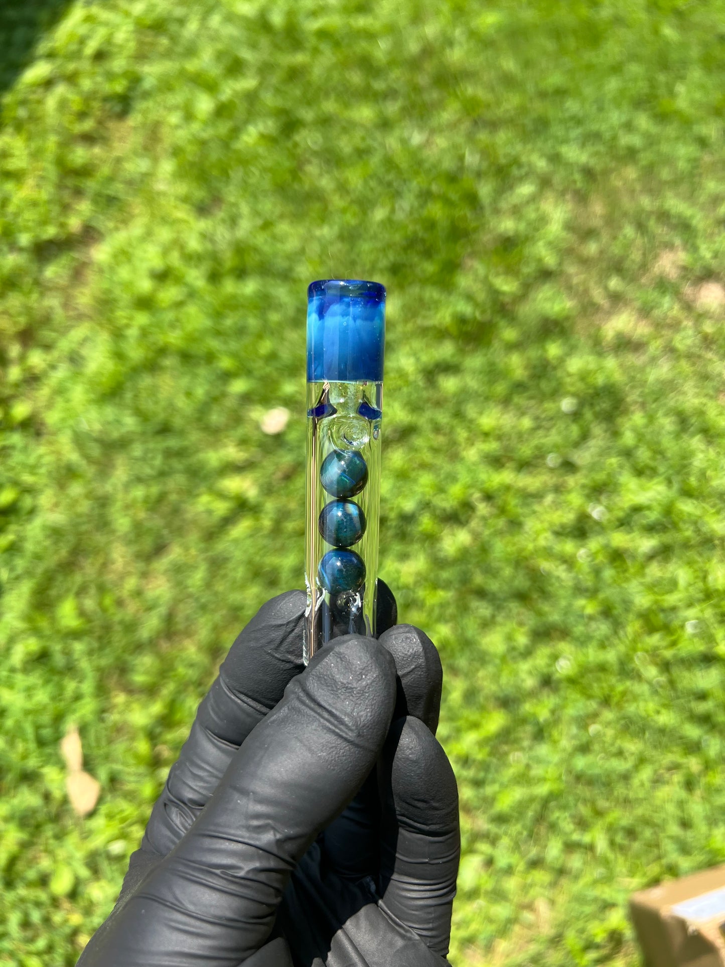 Tinymight Glass 3 Marble Stem w/ Color mouthpiece - Blue Honey