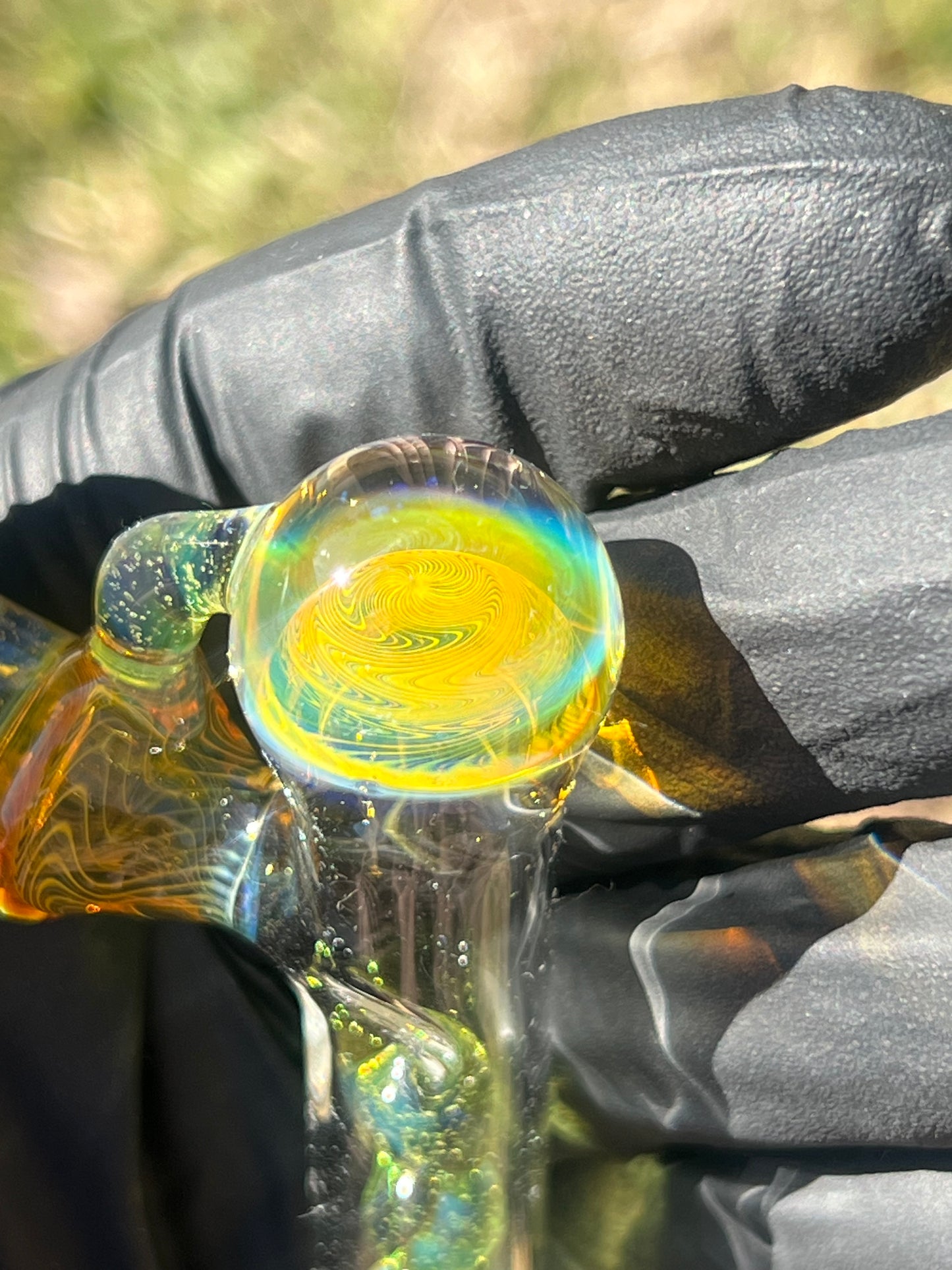 Toad Glass 3 Marble Implosion Stem - Limeade