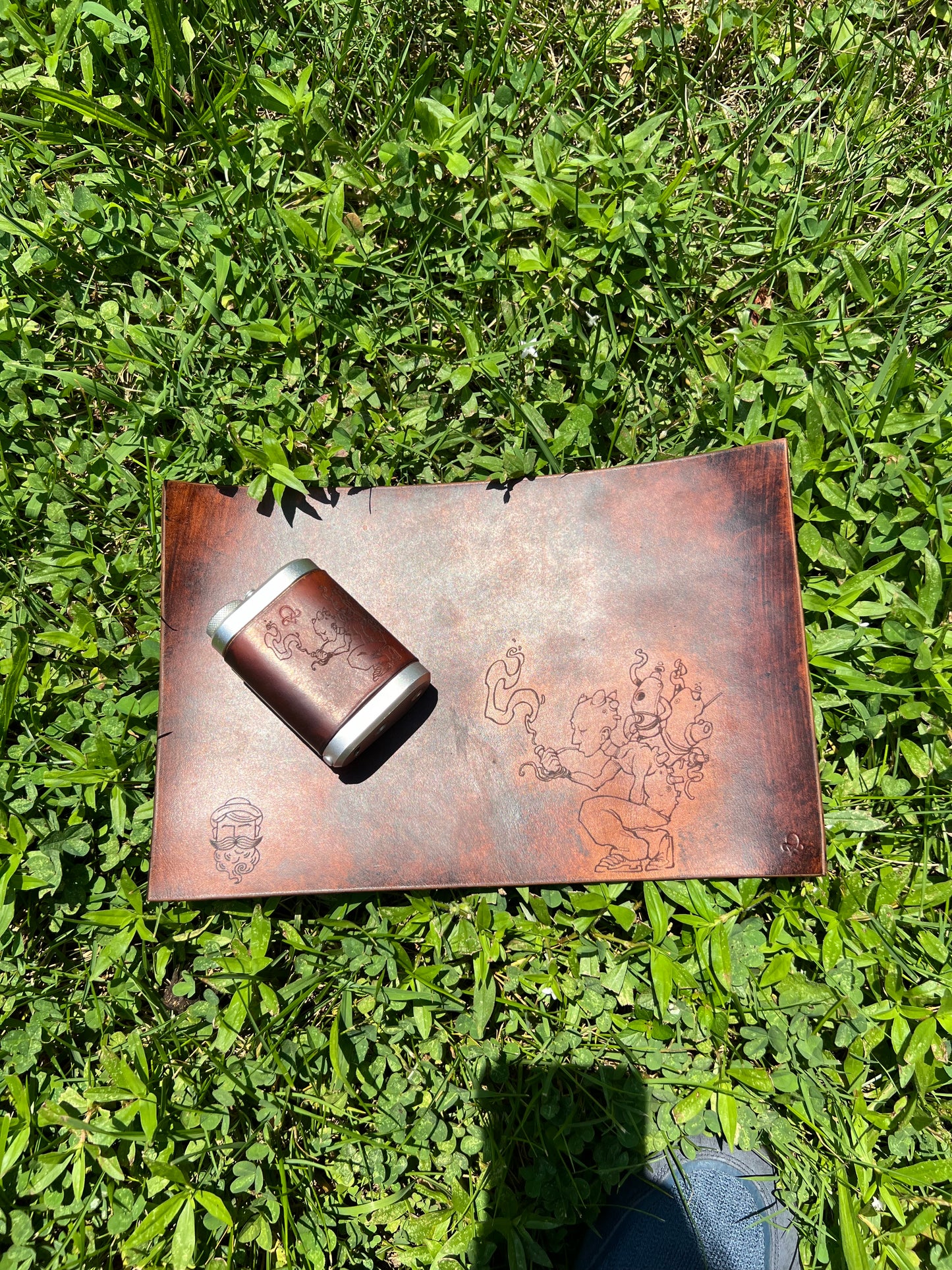 Large Engraved leather mat #1
