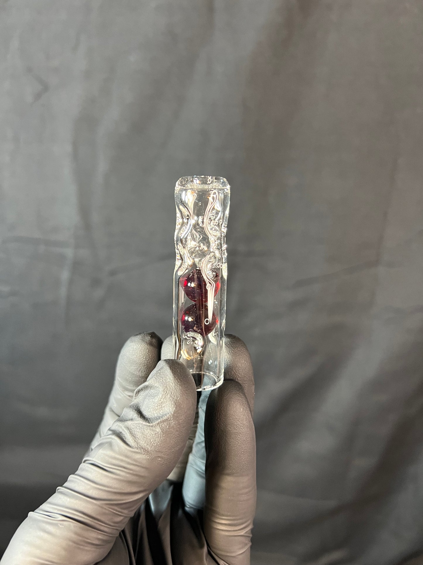 Tinymight Glass 2 Marble Stem w/dimpled mouthpiece - Red