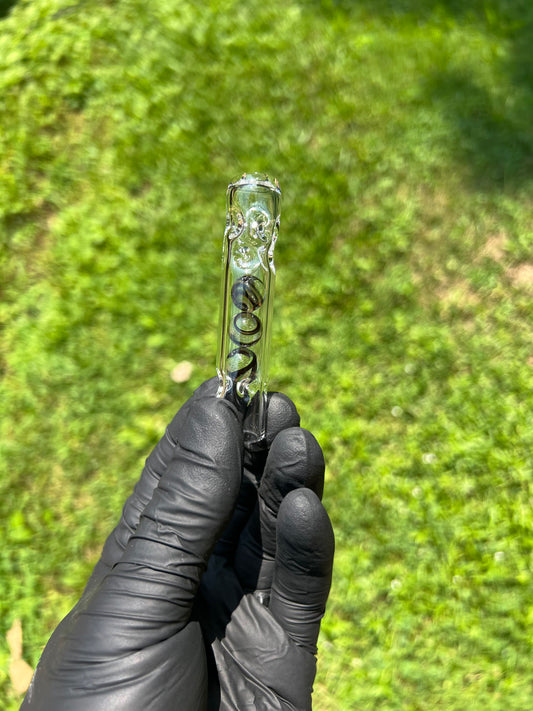 Tinymight Glass 3 Marble Stem w/dimpled mouthpiece -Green/ Galaxy Swirl