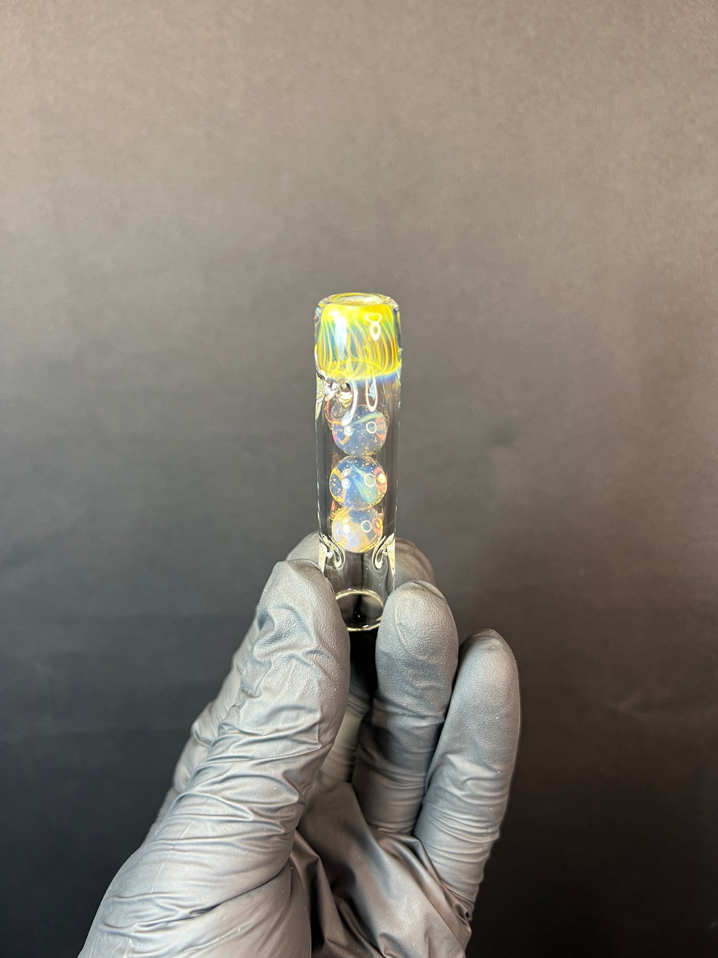 Tinymight Glass 3 Marble Stem w/color mouthpiece - Silver Fume/ milky yoshi (CFL) #1