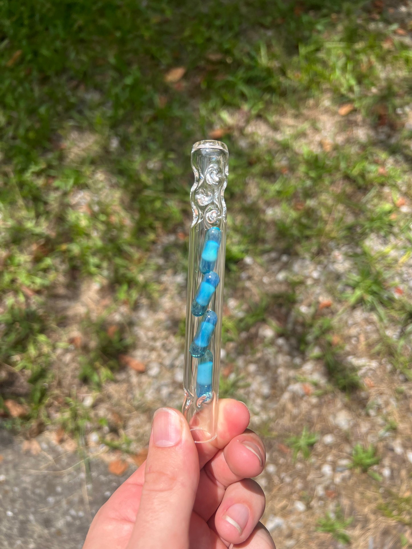 Tinymight Glass 4 Terp Pill Stem w/ dimpled mouthpiece - Marina #2