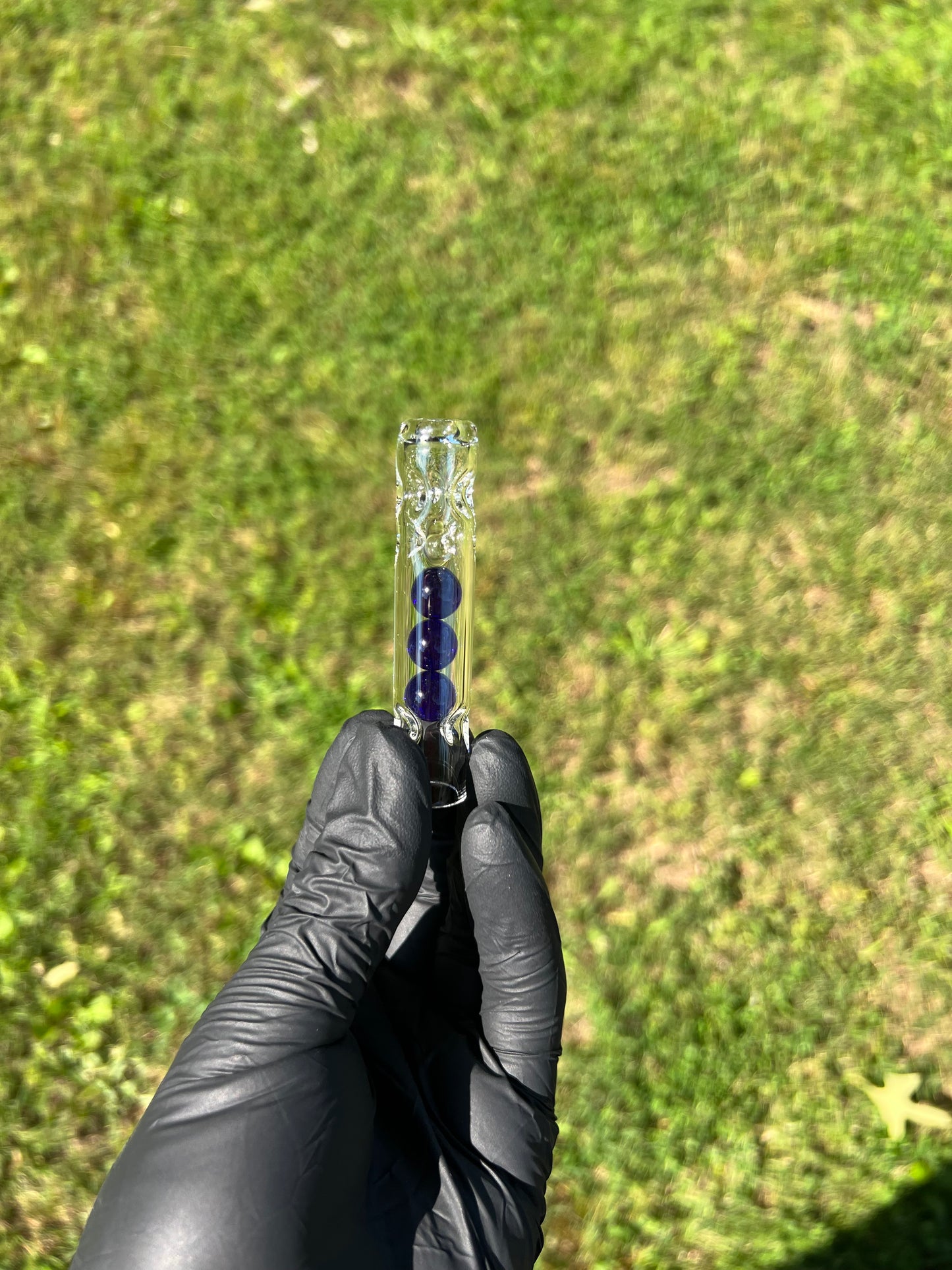 Tinymight Glass 3 Marble Stem w/dimpled mouthpiece - Cobalt #1