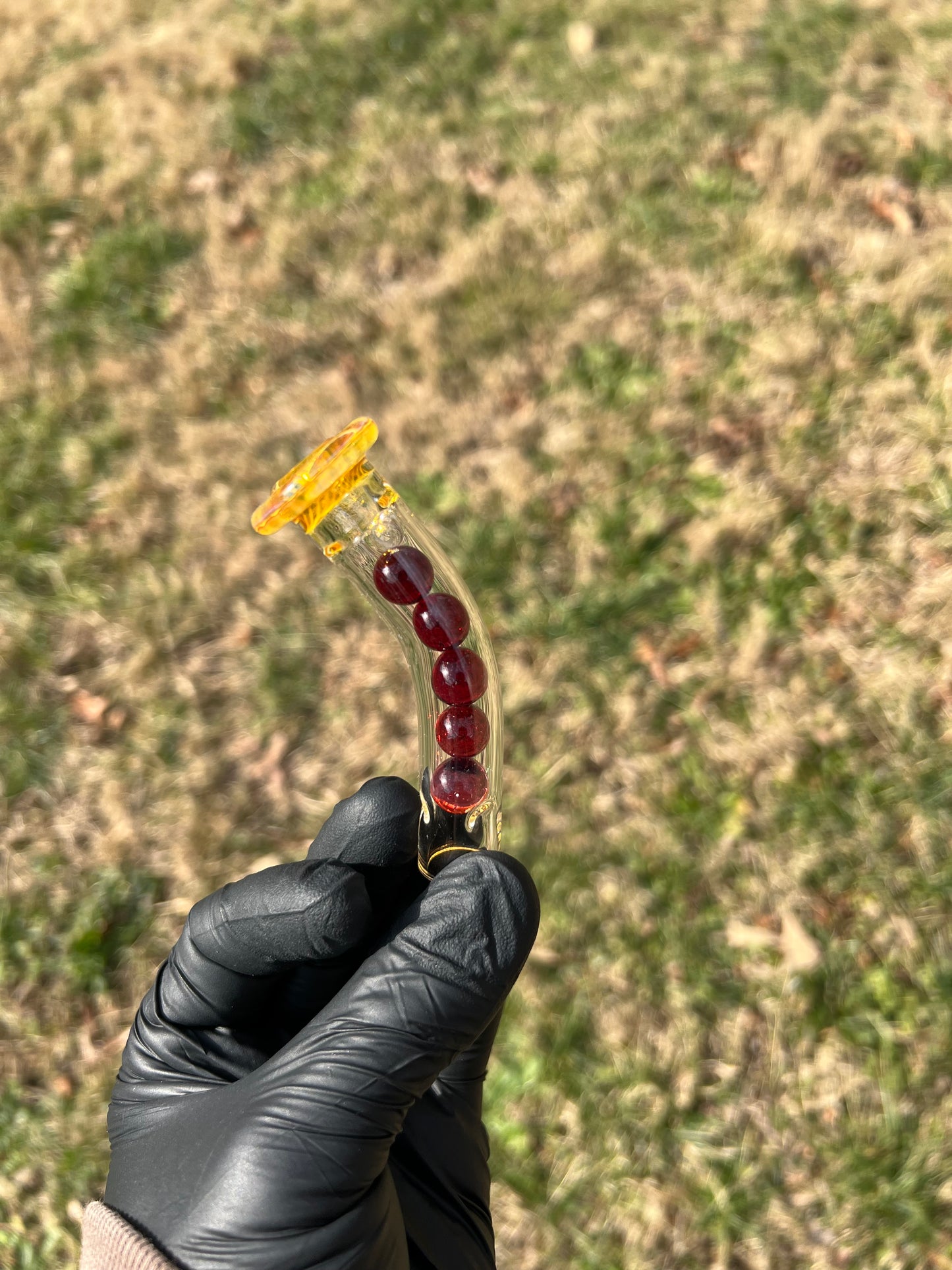 Tinymight Glass 5 Marble Stem implosion- Silver fume/ Transparent Phoenix