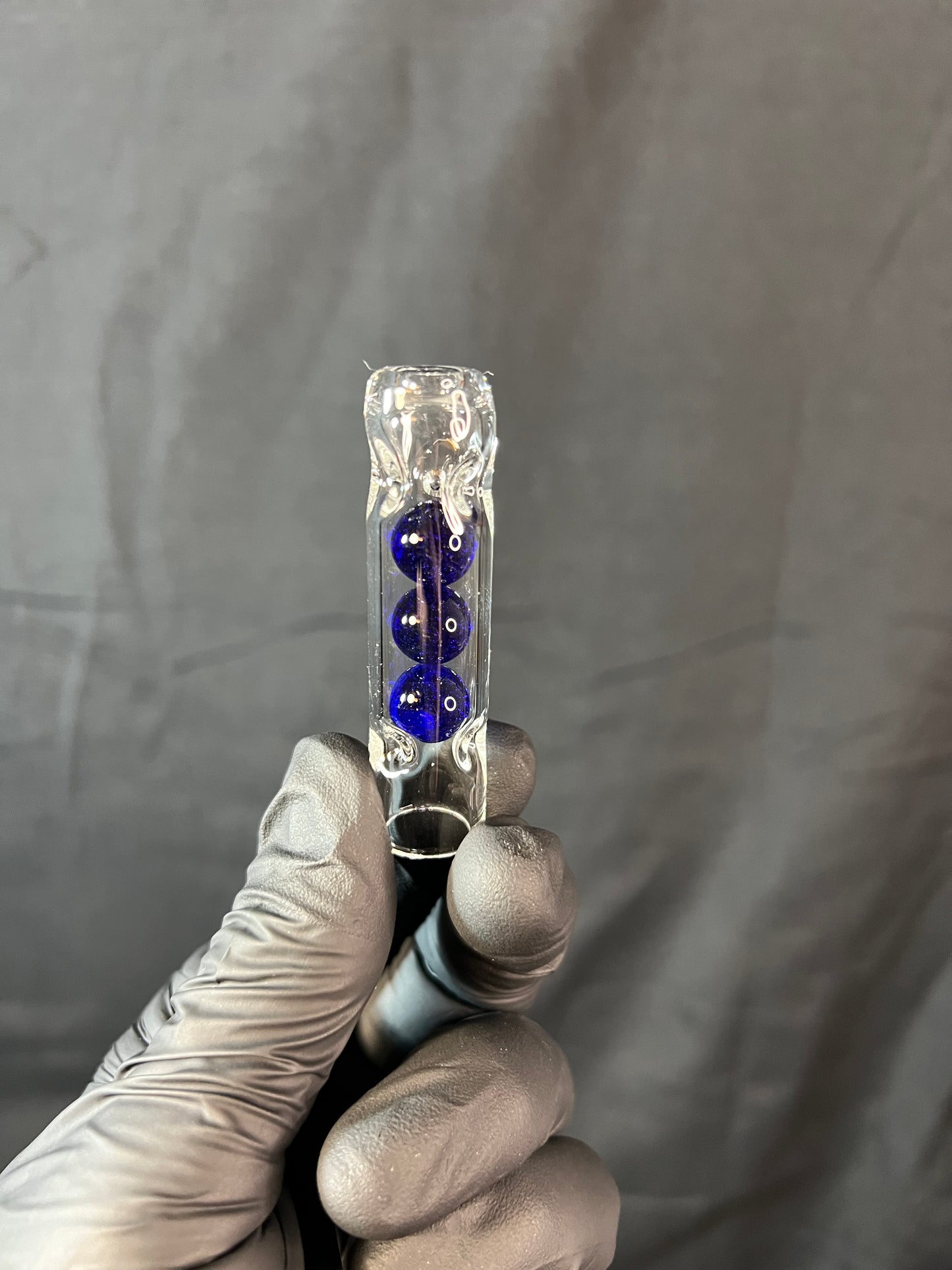 Tinymight Glass 3 Marble Stem w/dimpled mouthpiece - cobalt #1