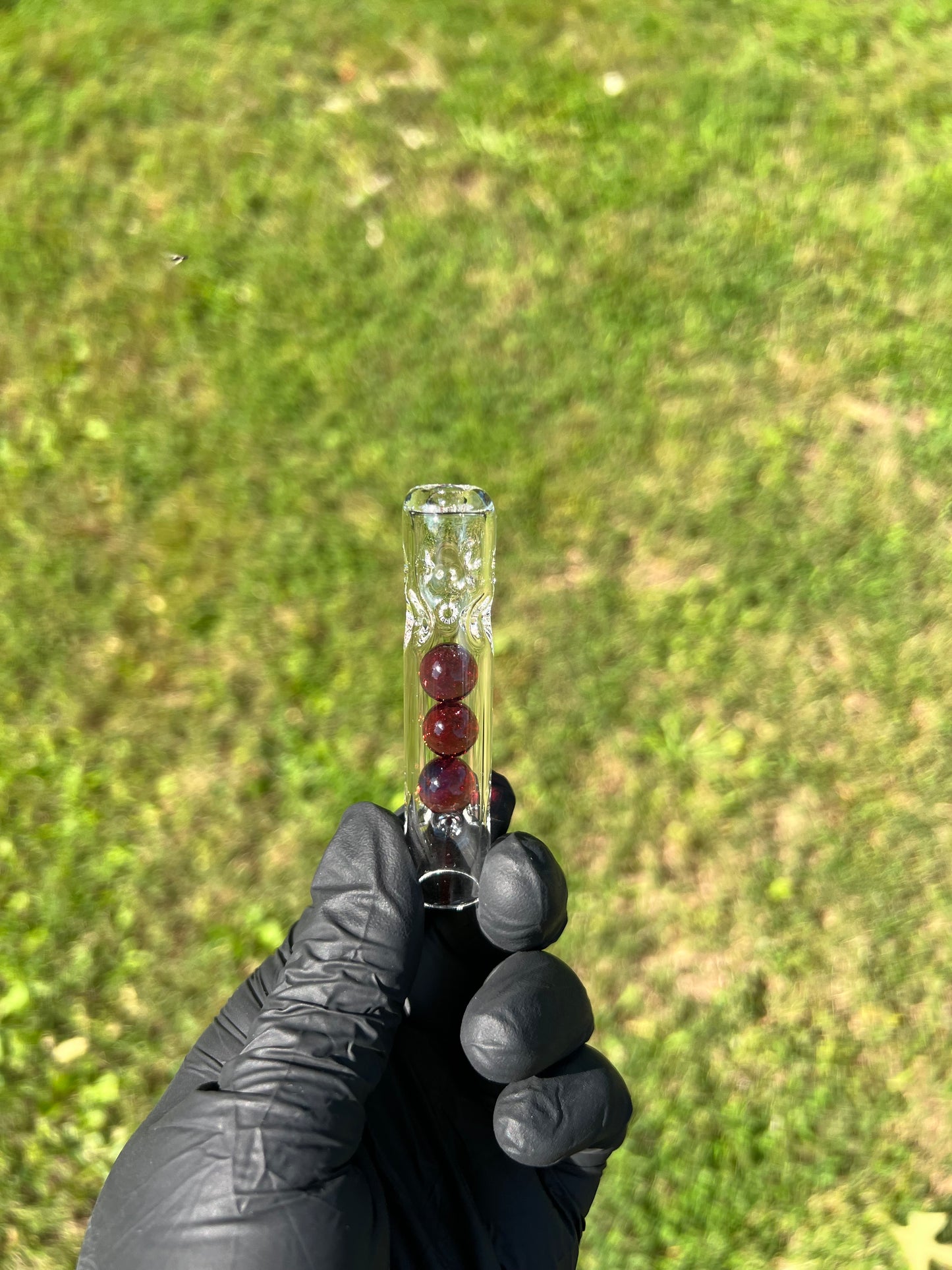 Tinymight Glass 3 Marble Stem w/dimpled mouthpiece - Transparent Phoenix